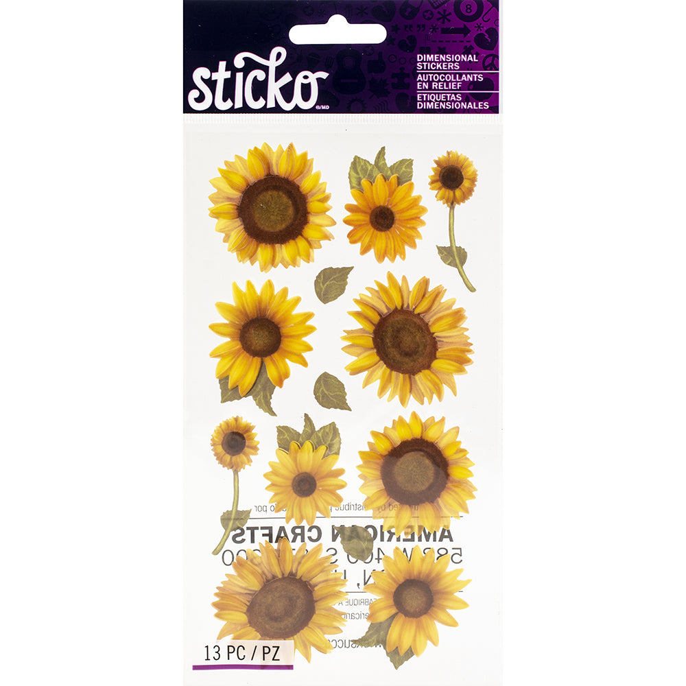 Sticko Dimensional Stickers - Sunflowers