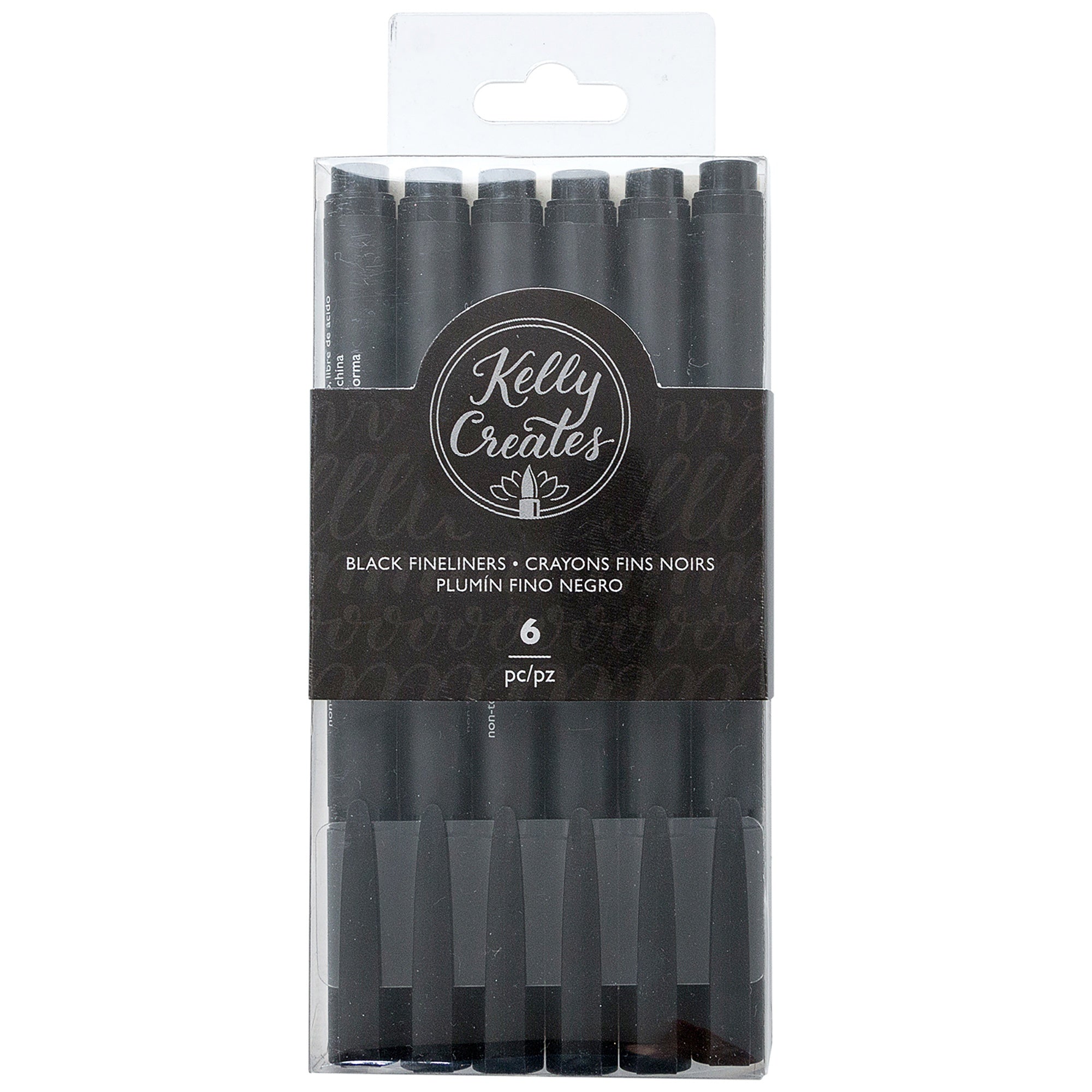 Kelly Creates Fineliners Pens 6 Pack-Black