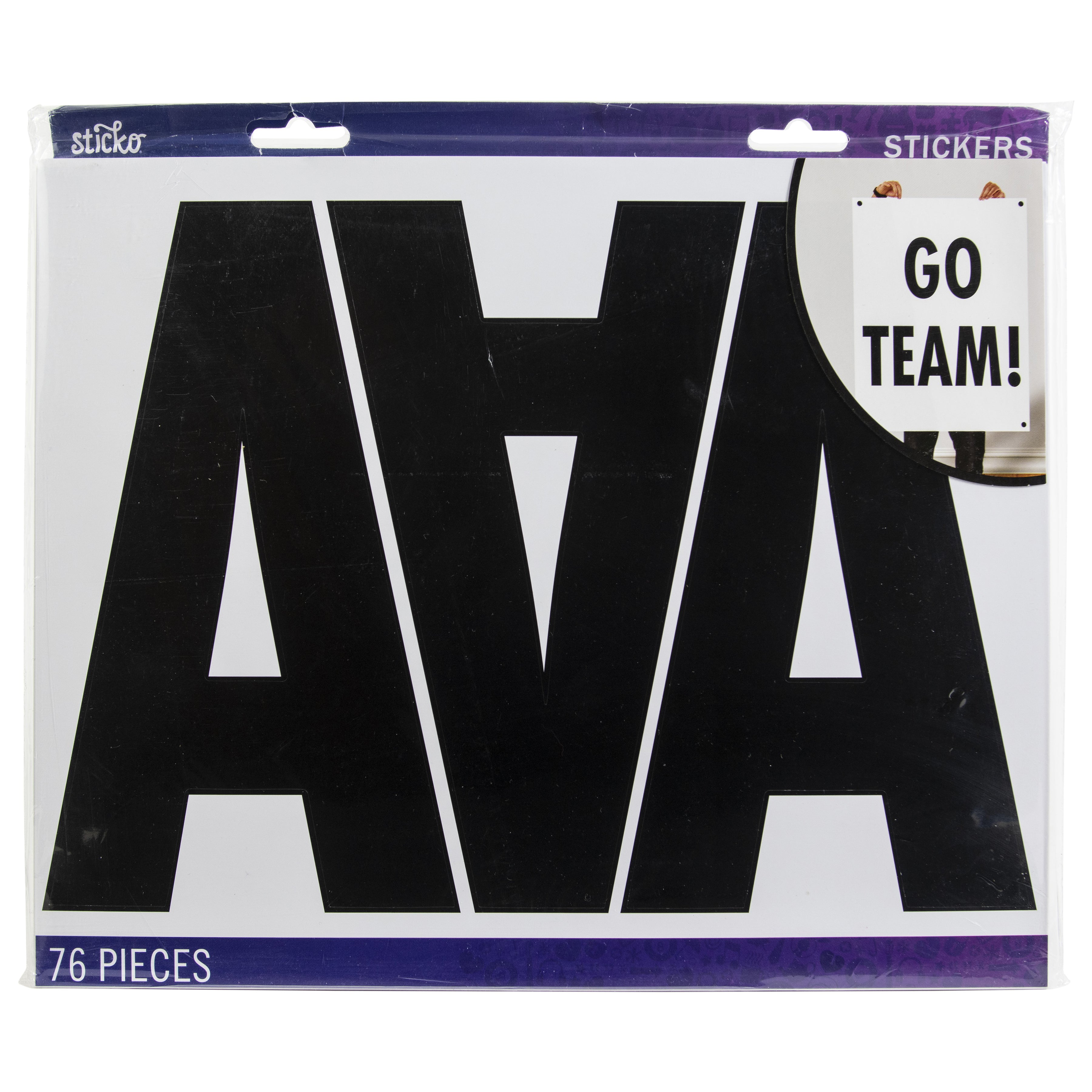 Sticko Alphabet Stickers - Futura Regular Jumbo, Black, 76pcs