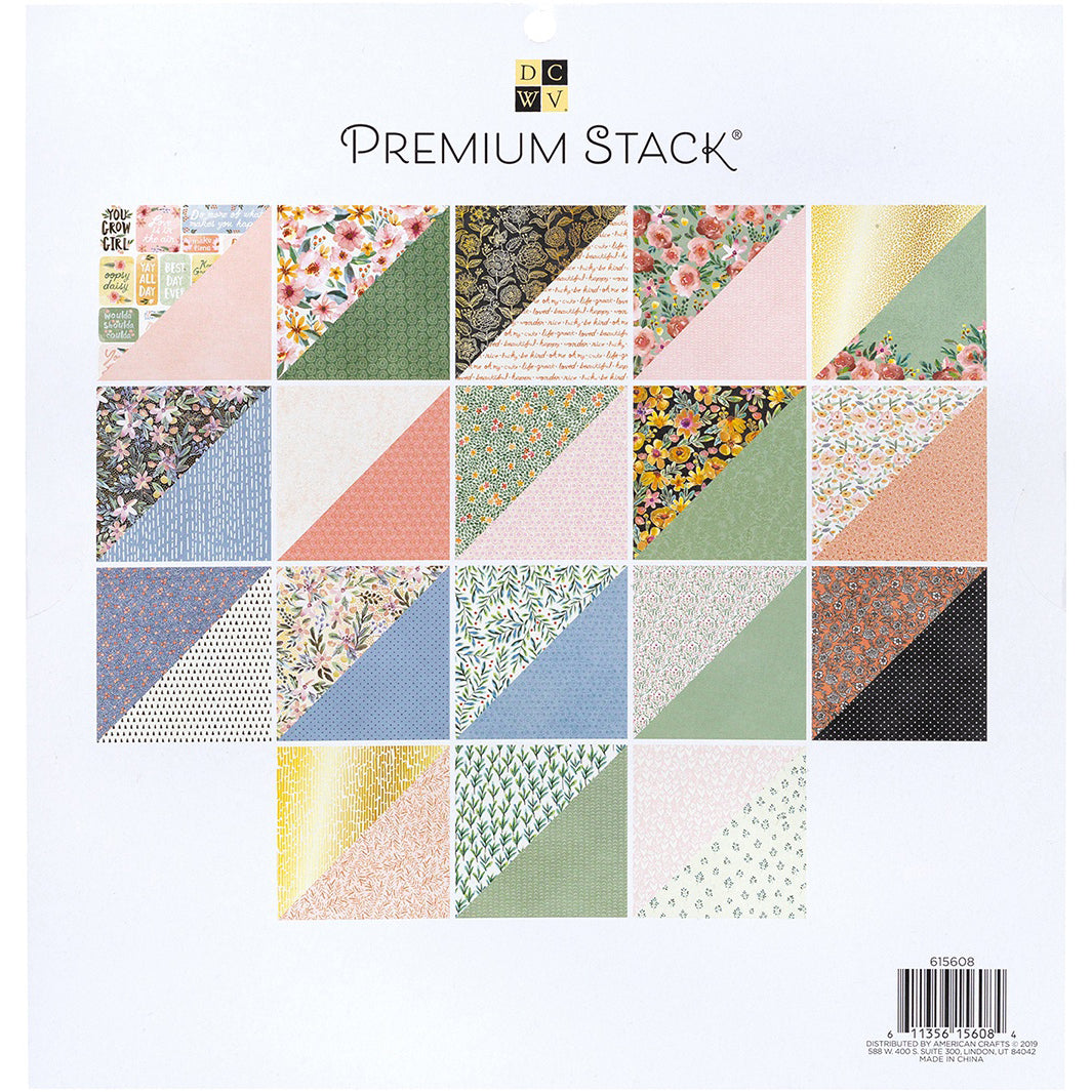 DCWV Double-Sided 12x12" Cardstock Stack - Painted Flowers