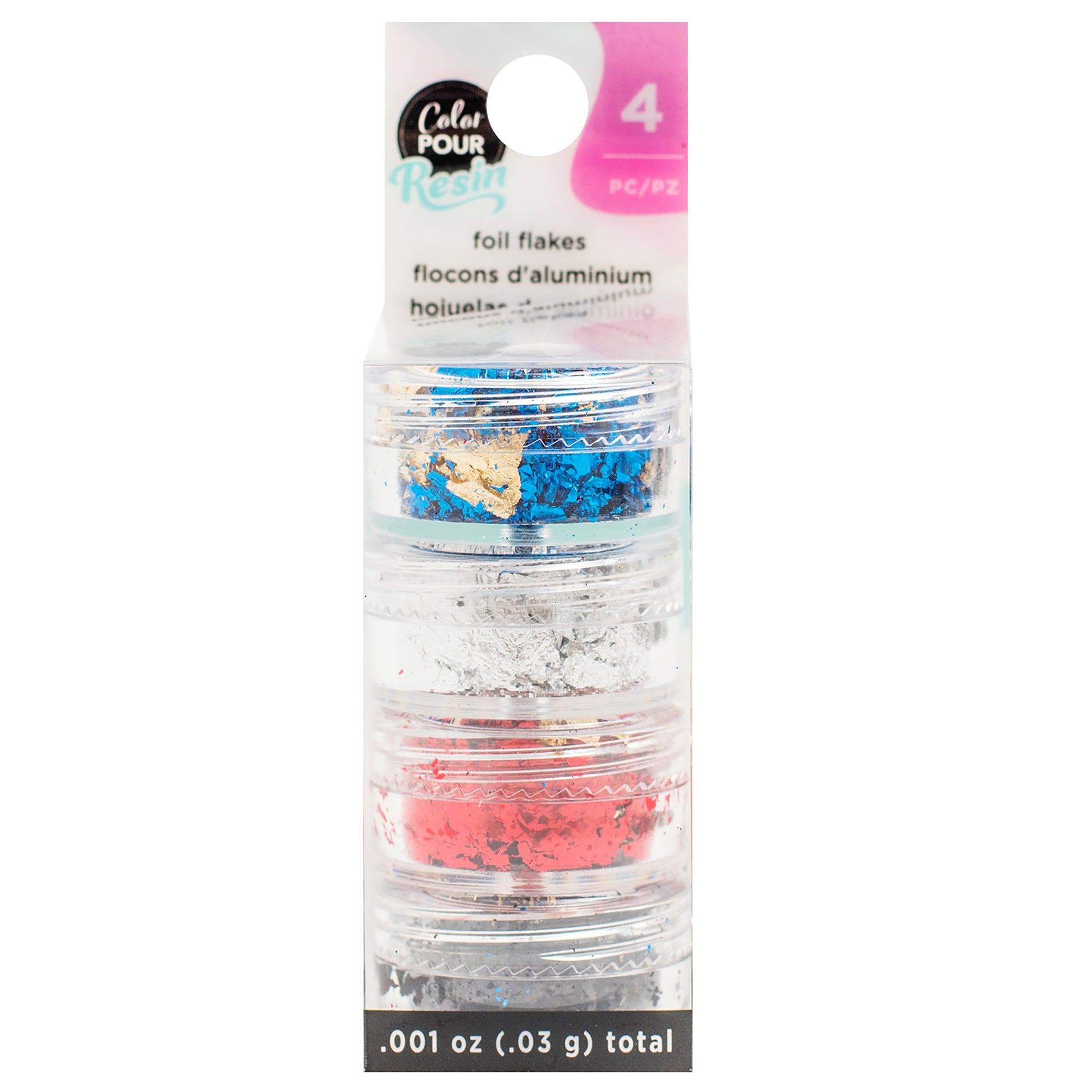 American Crafts Color Pour Resin Mix-Ins 4 Pack - Reversible Foil Flakes