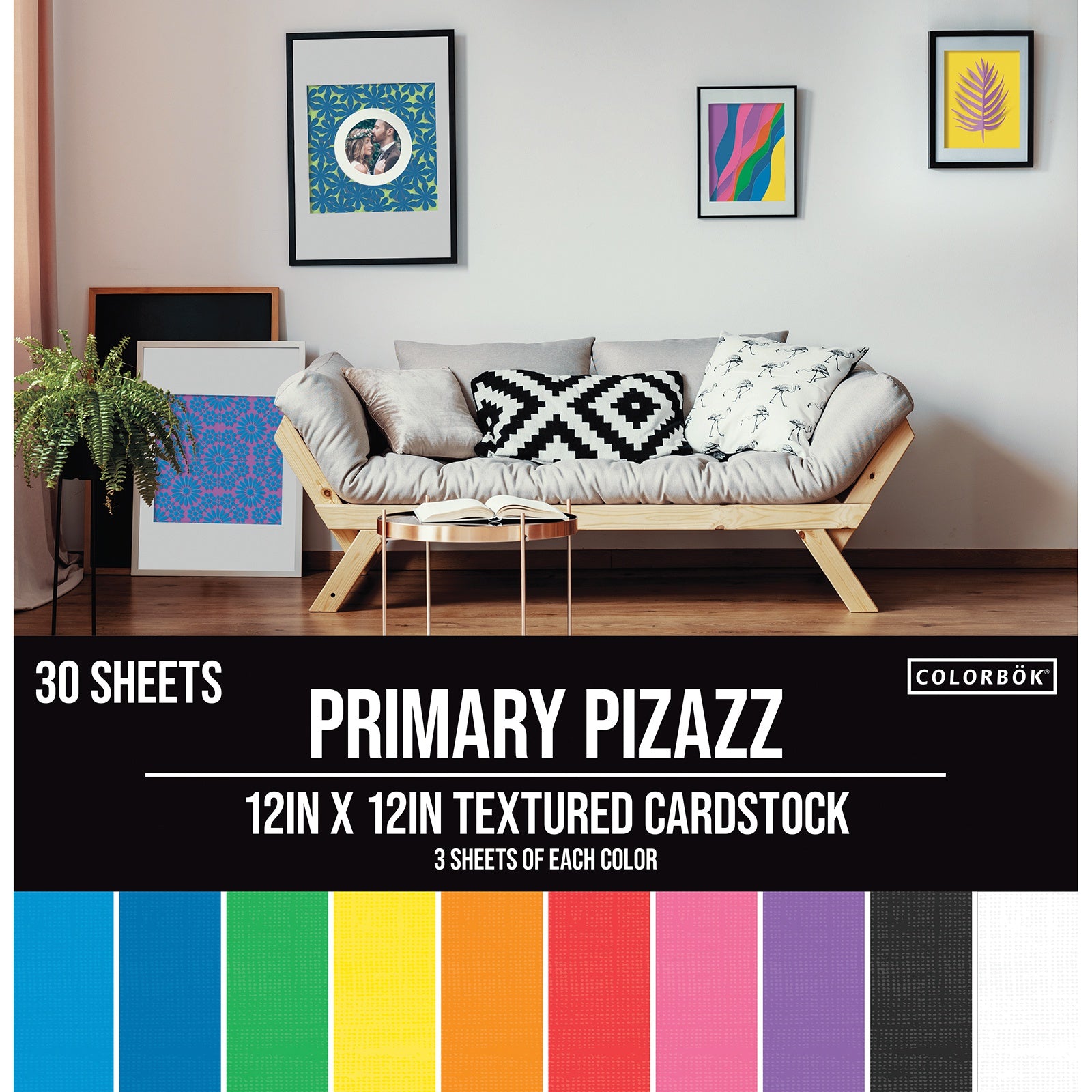 Colorbok Textured Cardstock Pad 12"X12" 30/Pkg-Primary Pizazz