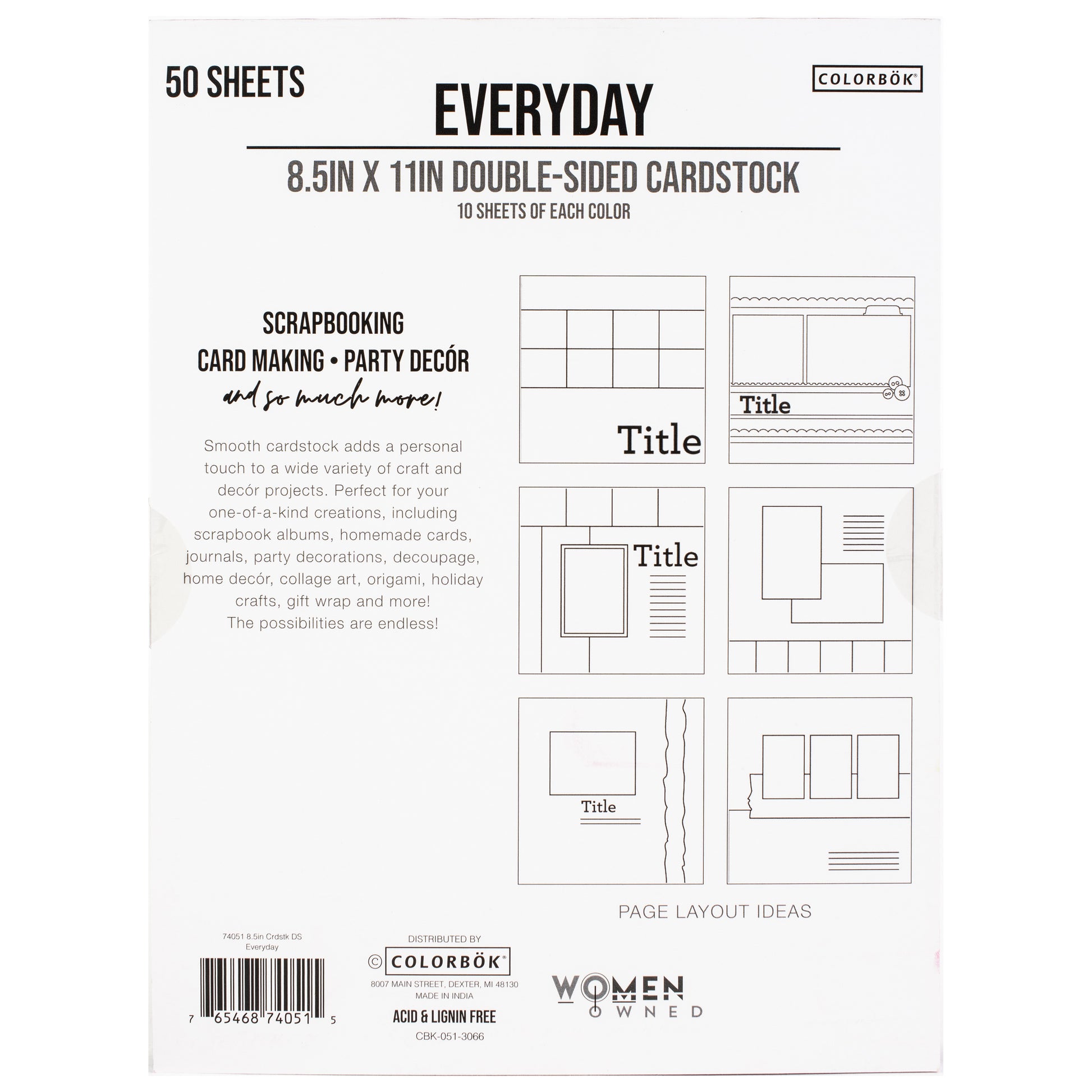 Colorbok Double Sided 8.5x11" Cardstock - Everyday