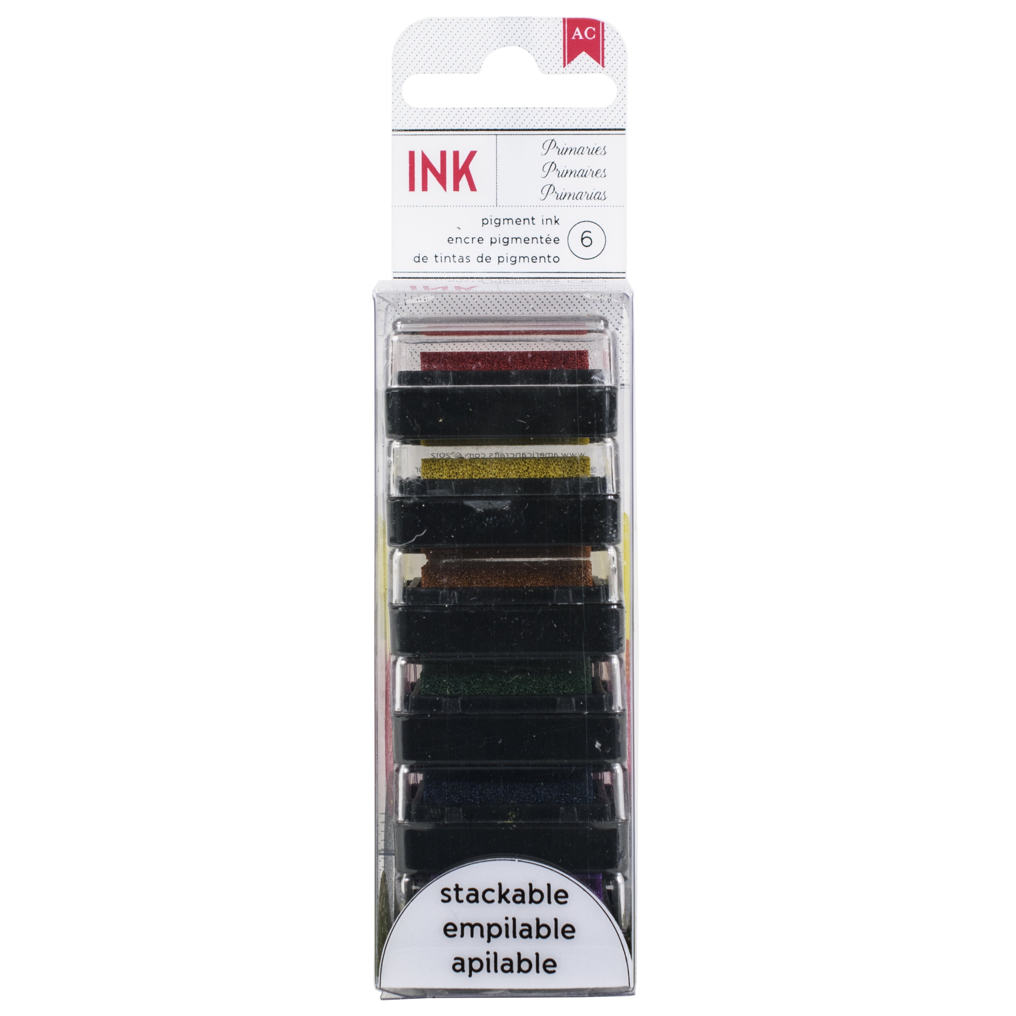 American Crafts Stackable Mini Ink Pads - Primaries, 6 Pack