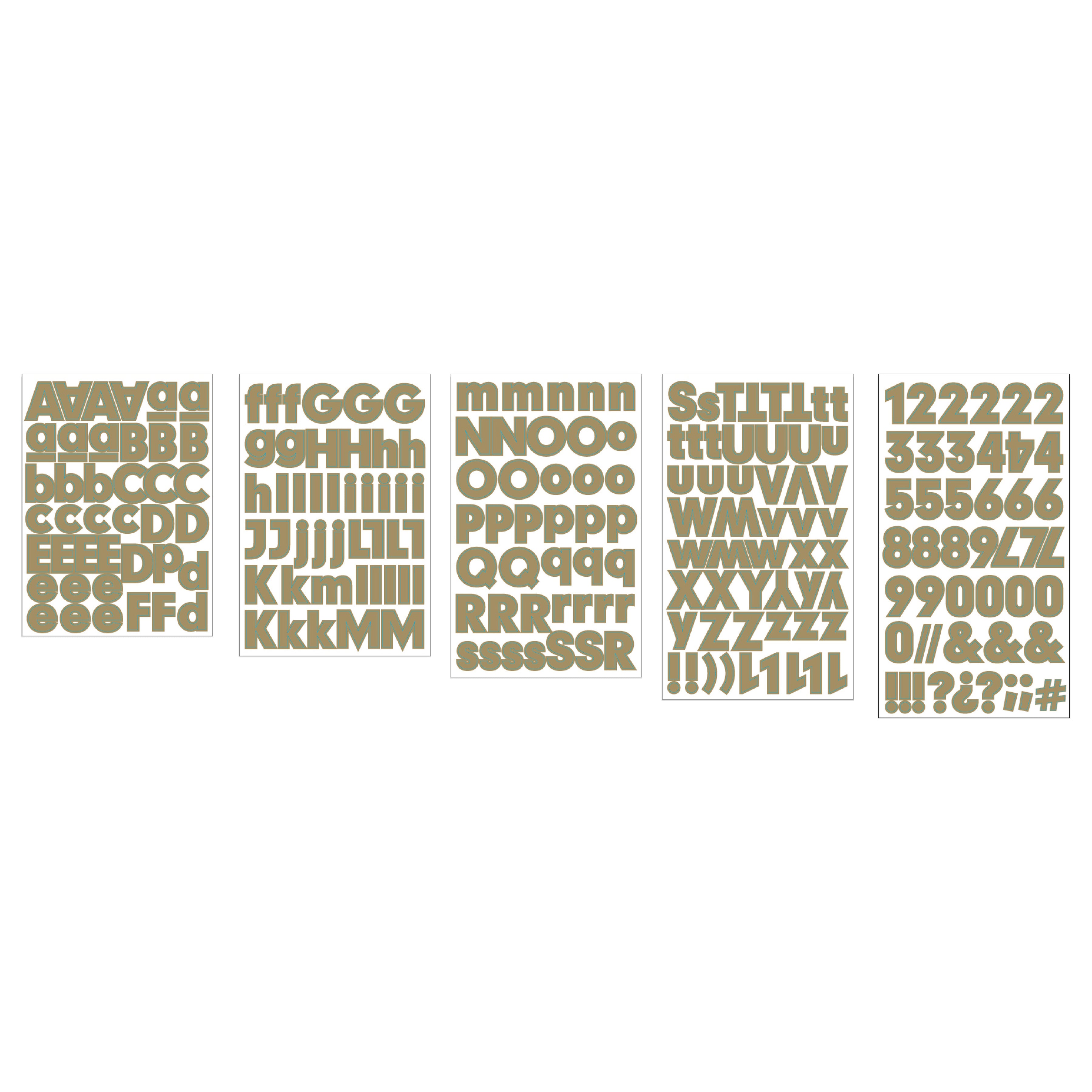 American Crafts Chipboard Alphabet Stickers - Gold Glitter,  227 Pieces