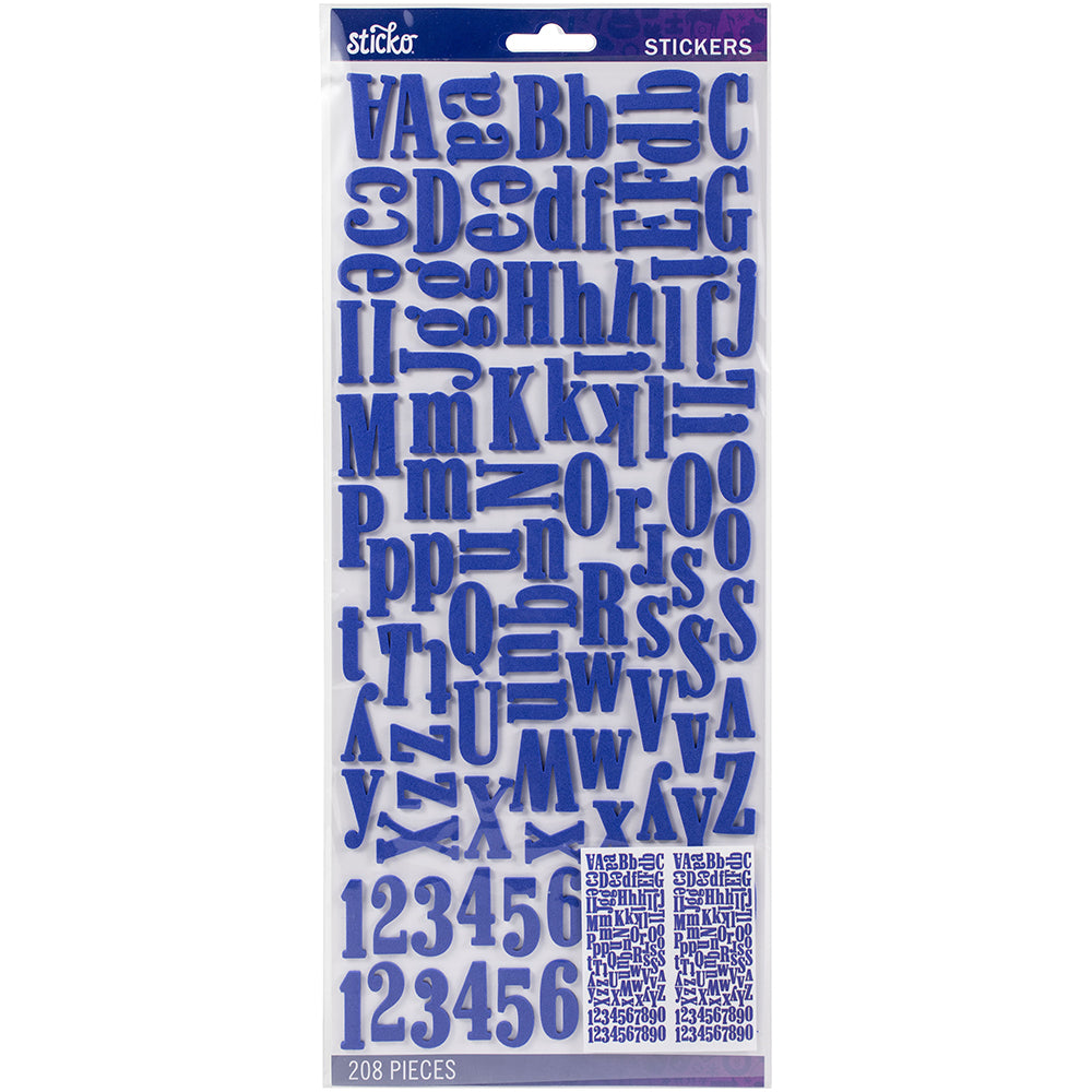 Sticko Alphabet Stickers - Blue Foam, 208pcs