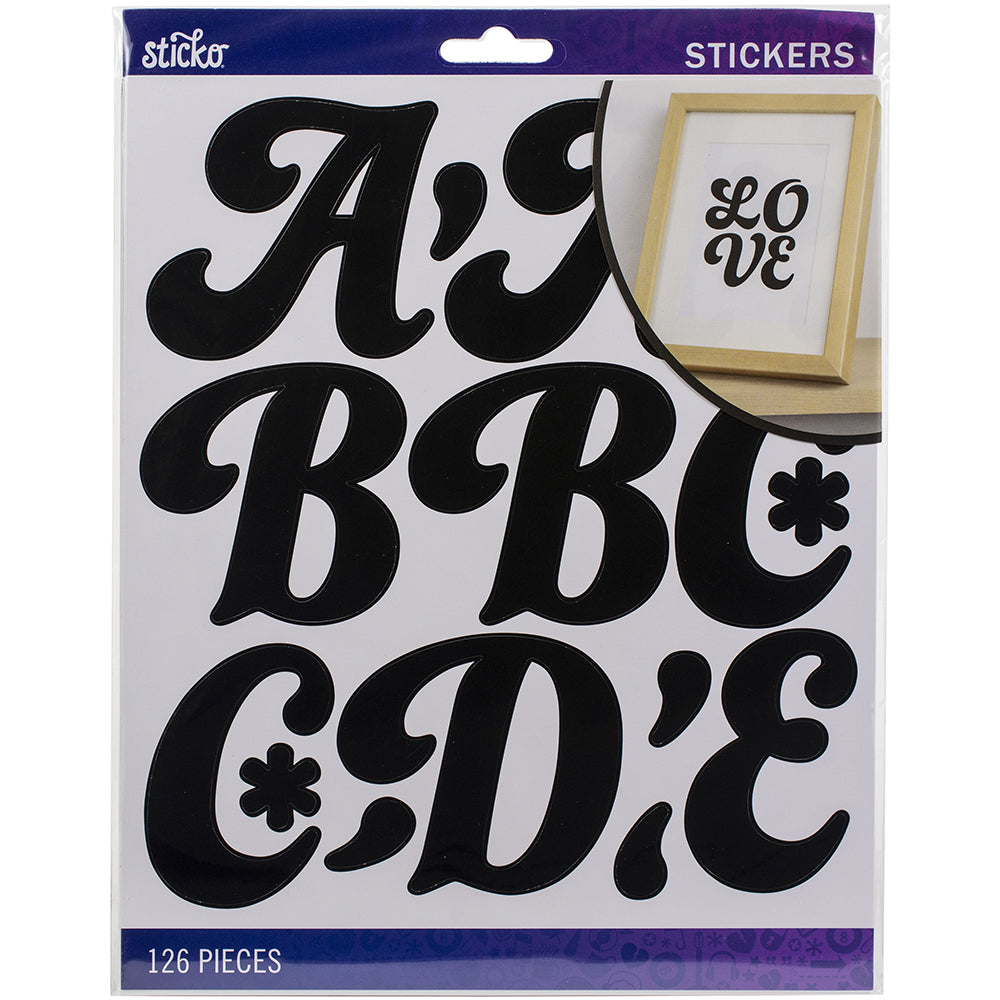Sticko Alphabet Stickers - Funkydori Extra Large, Black, 126pcs