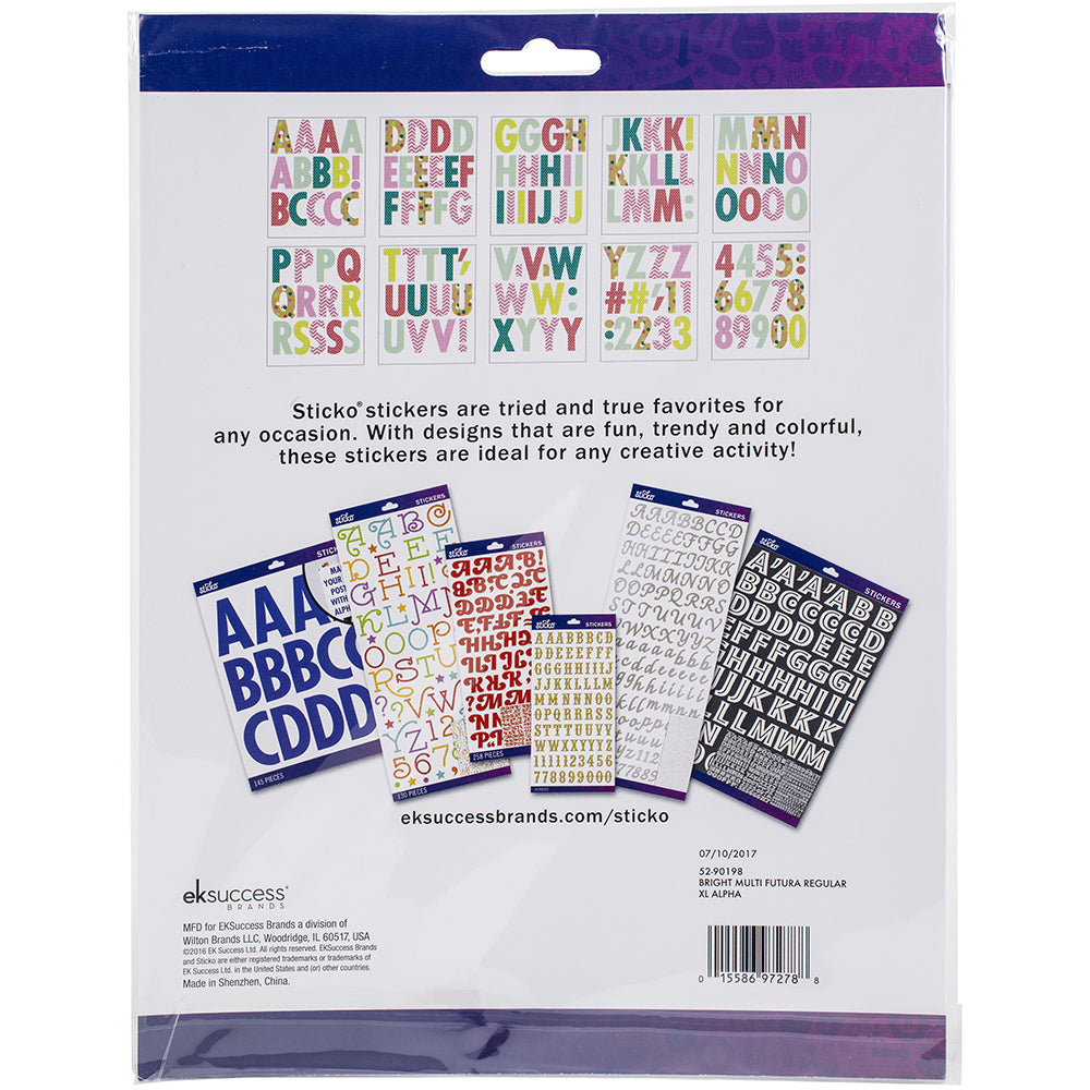 Sticko Alphabet Stickers - Futura Extra Large, Bright, 145pcs