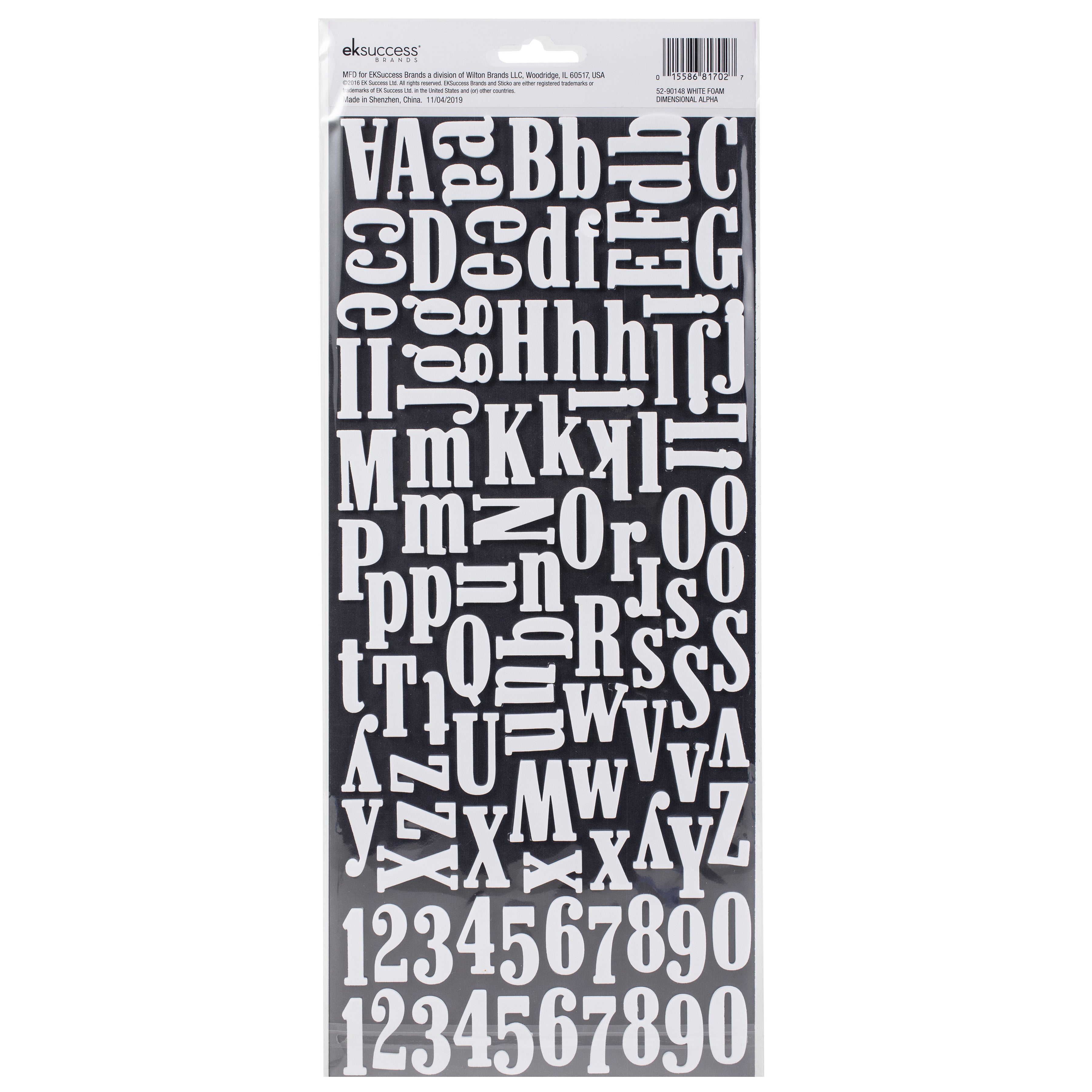 Sticko Alphabet Stickers - Dimensional Foam, White, 208 pieces