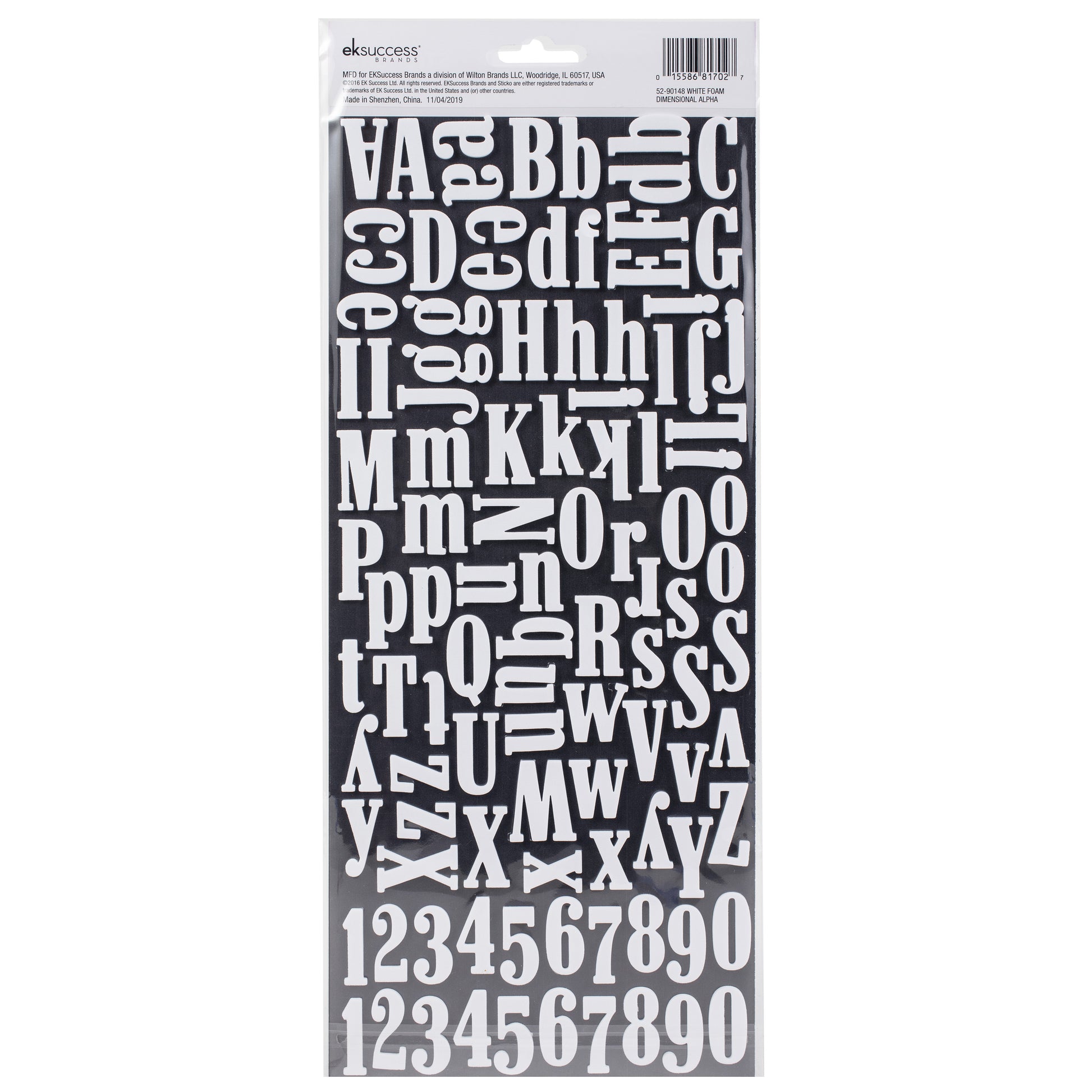 Sticko Alphabet Stickers - Dimensional Foam, White, 208 pieces