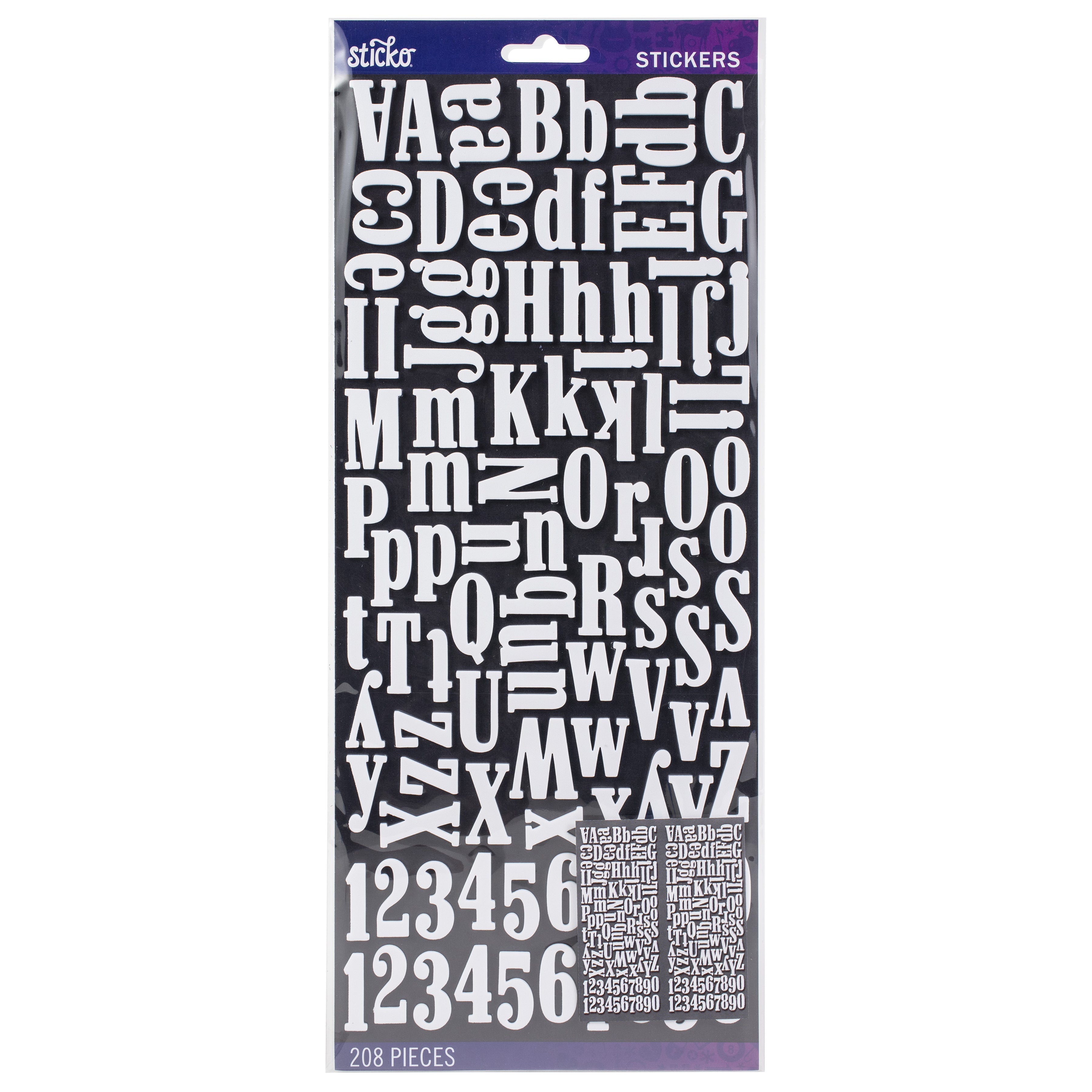 Sticko Alphabet Stickers - Dimensional Foam, White, 208 pieces
