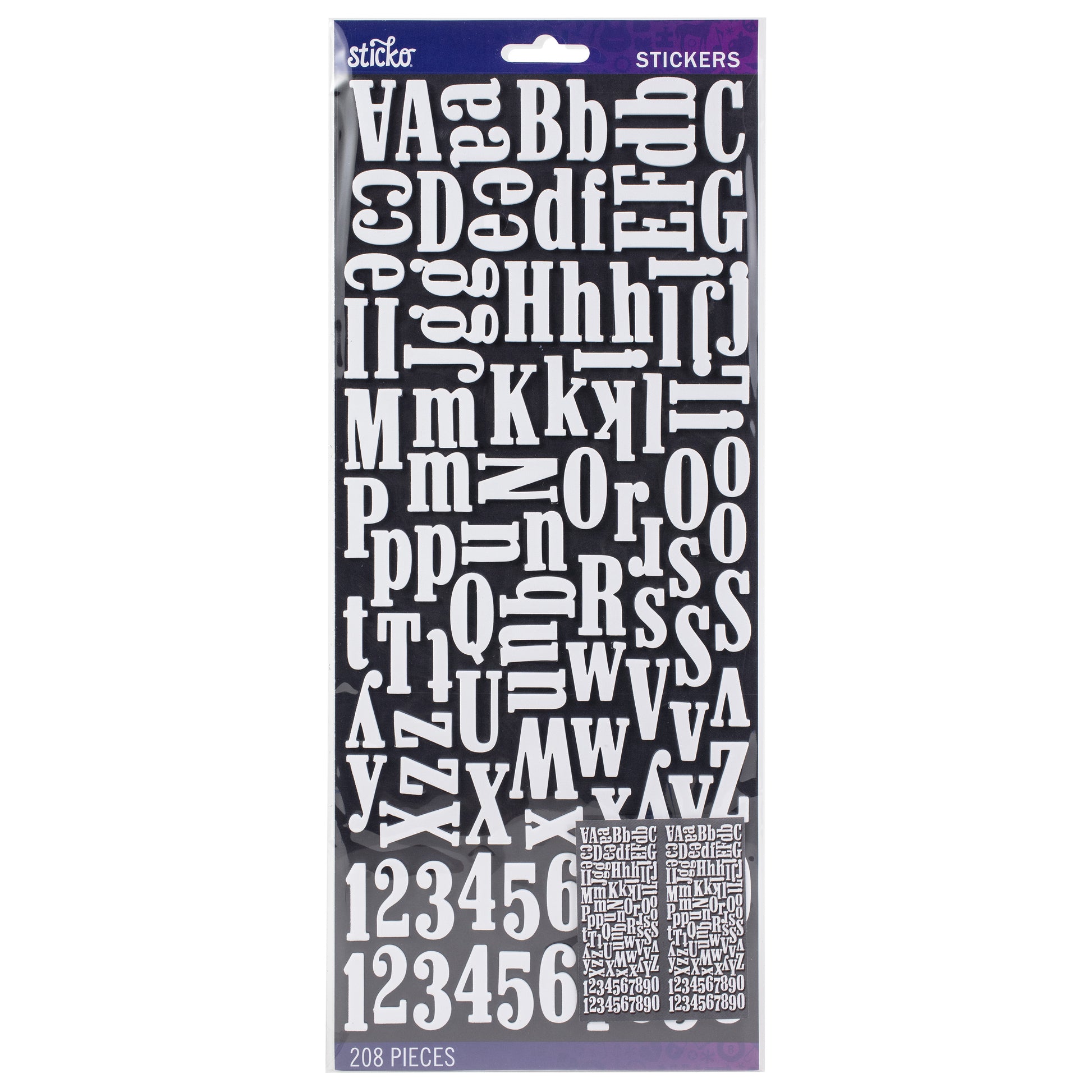 Sticko Alphabet Stickers - Dimensional Foam, White, 208 pieces