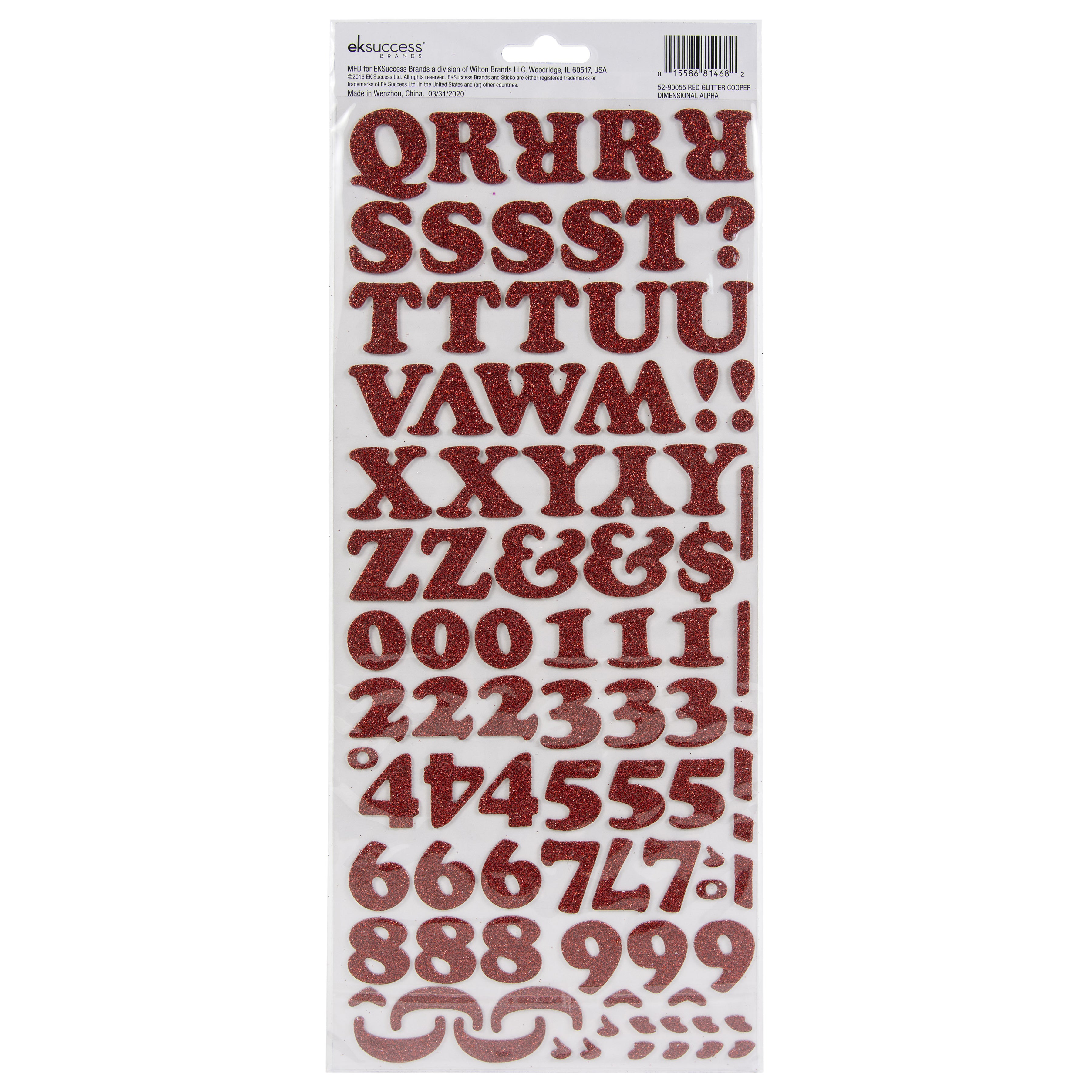 Sticko Alphabet Stickers - Cooper, Red Glitter, 160pcs