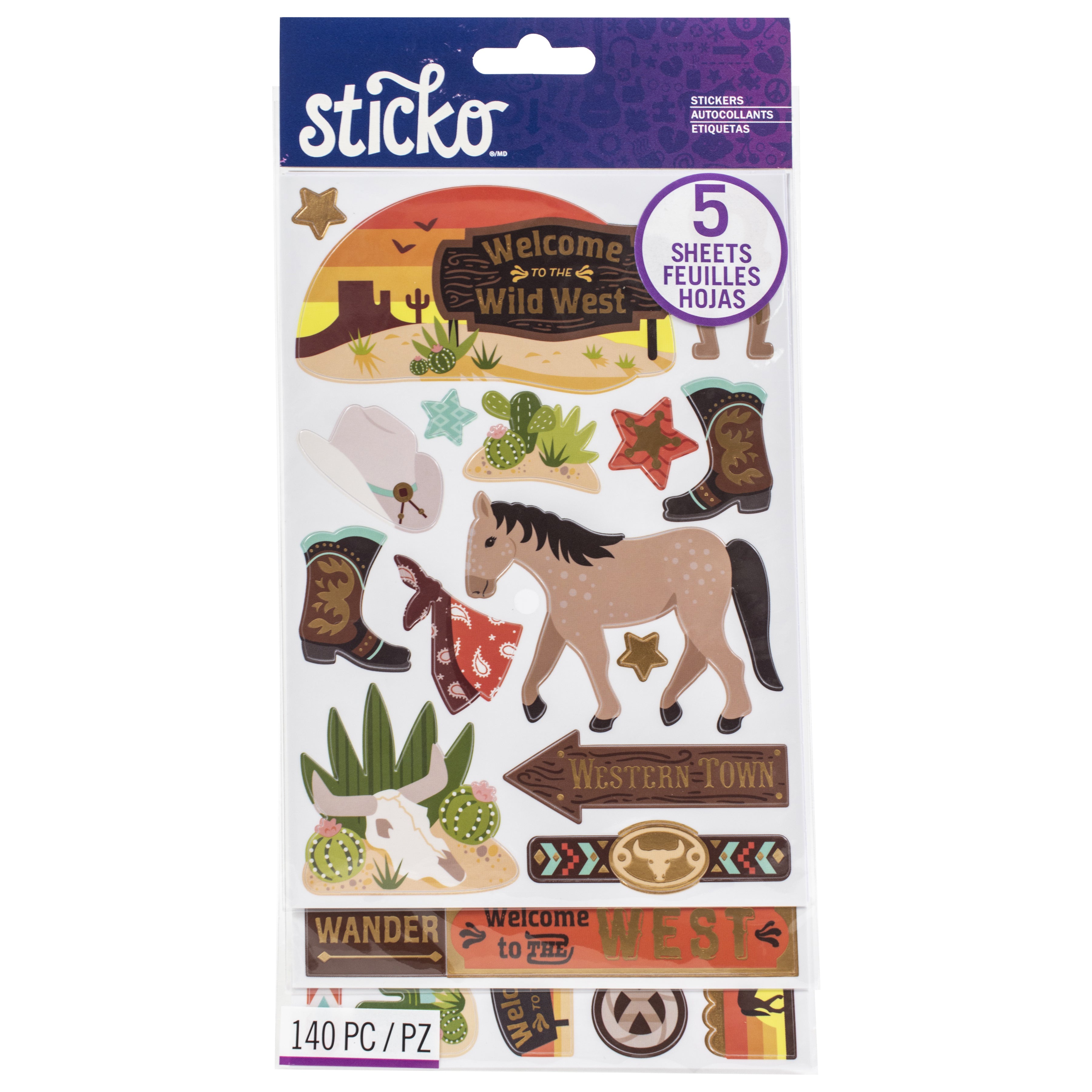 Sticko Themed Flip Pack Stickers - Western, 140 pcs