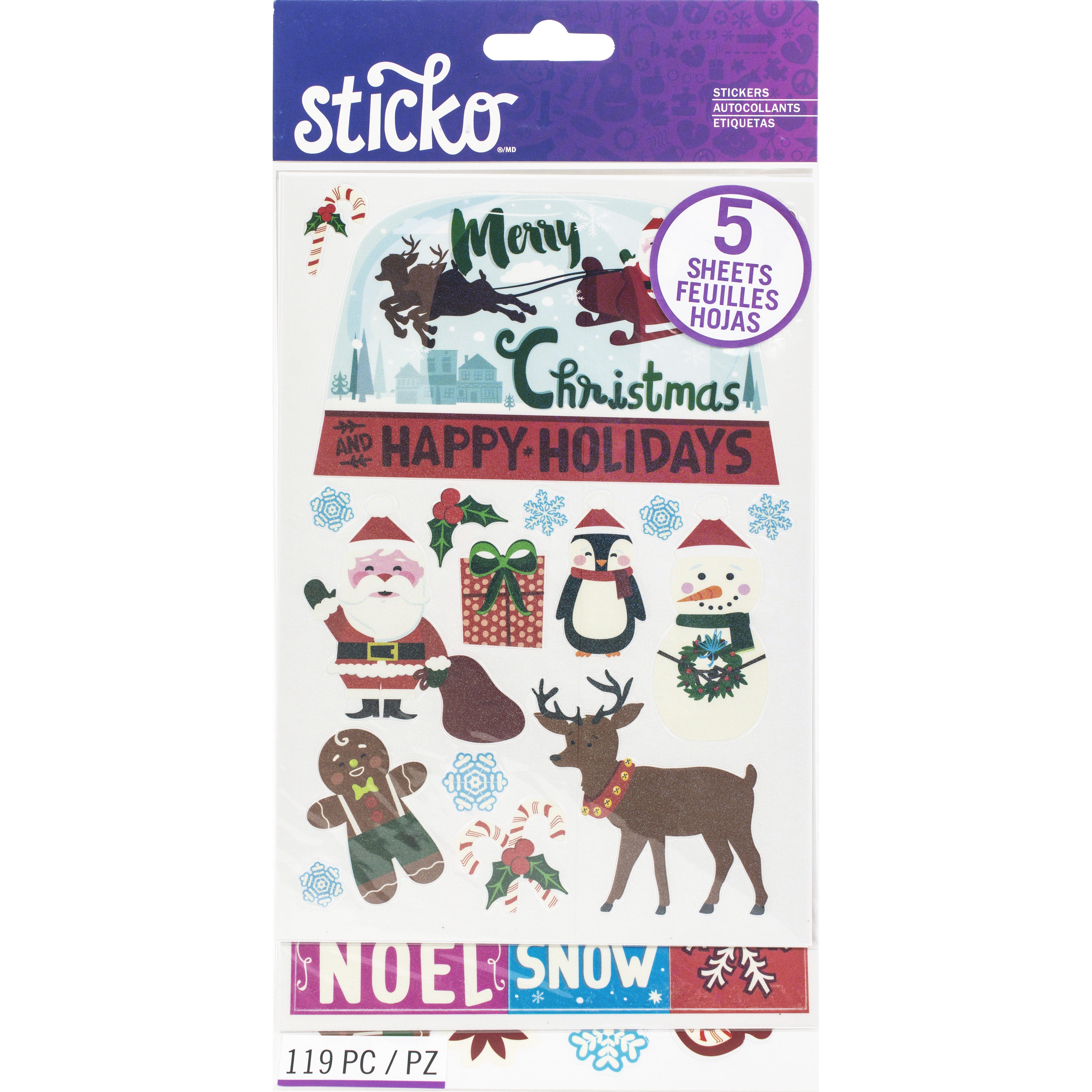 Sticko Holiday Themed Flip Pack Stickers - 119pcs