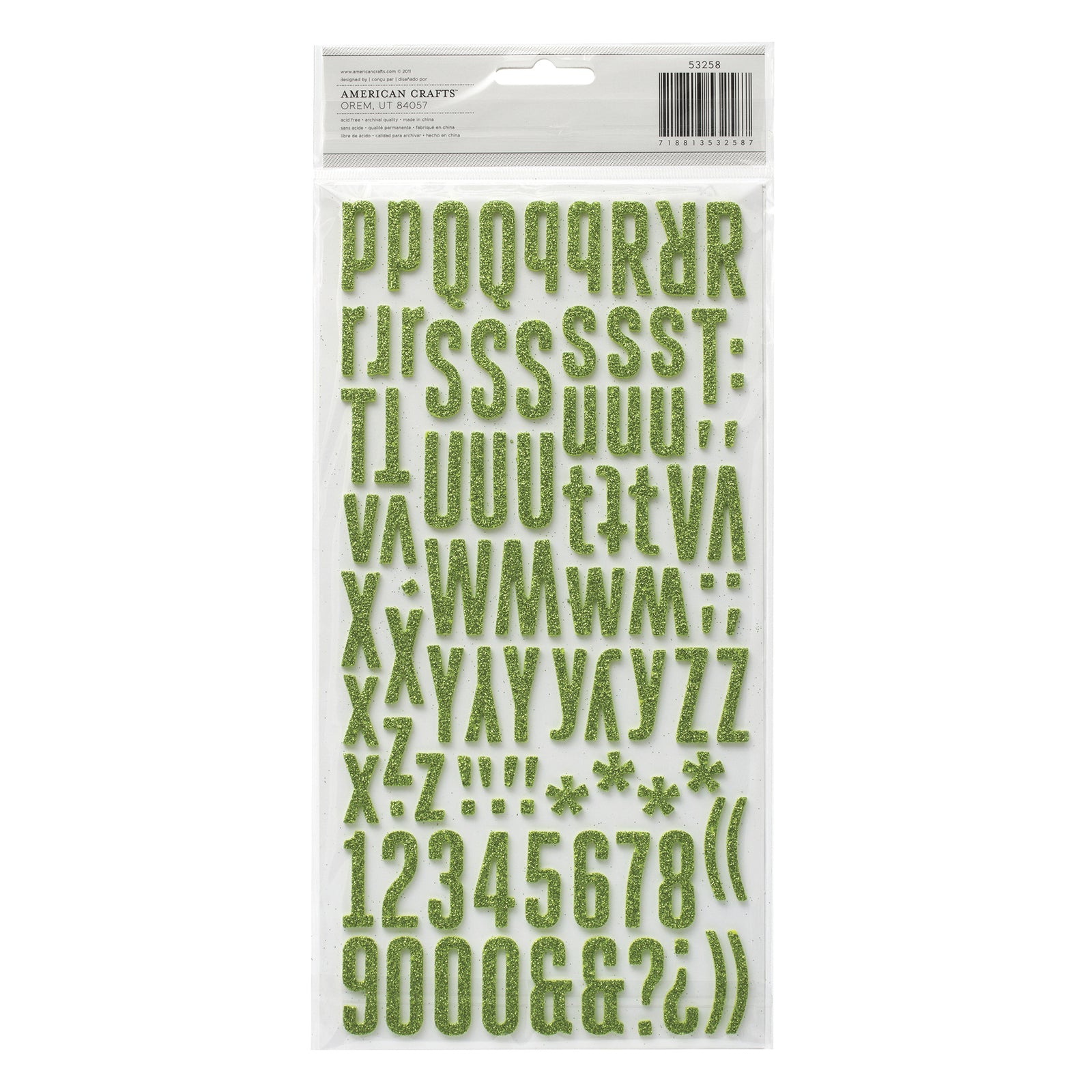 American Crafts Thickers Doll Font Glitter Alphabet Stickers - Available in a Variety of Styles