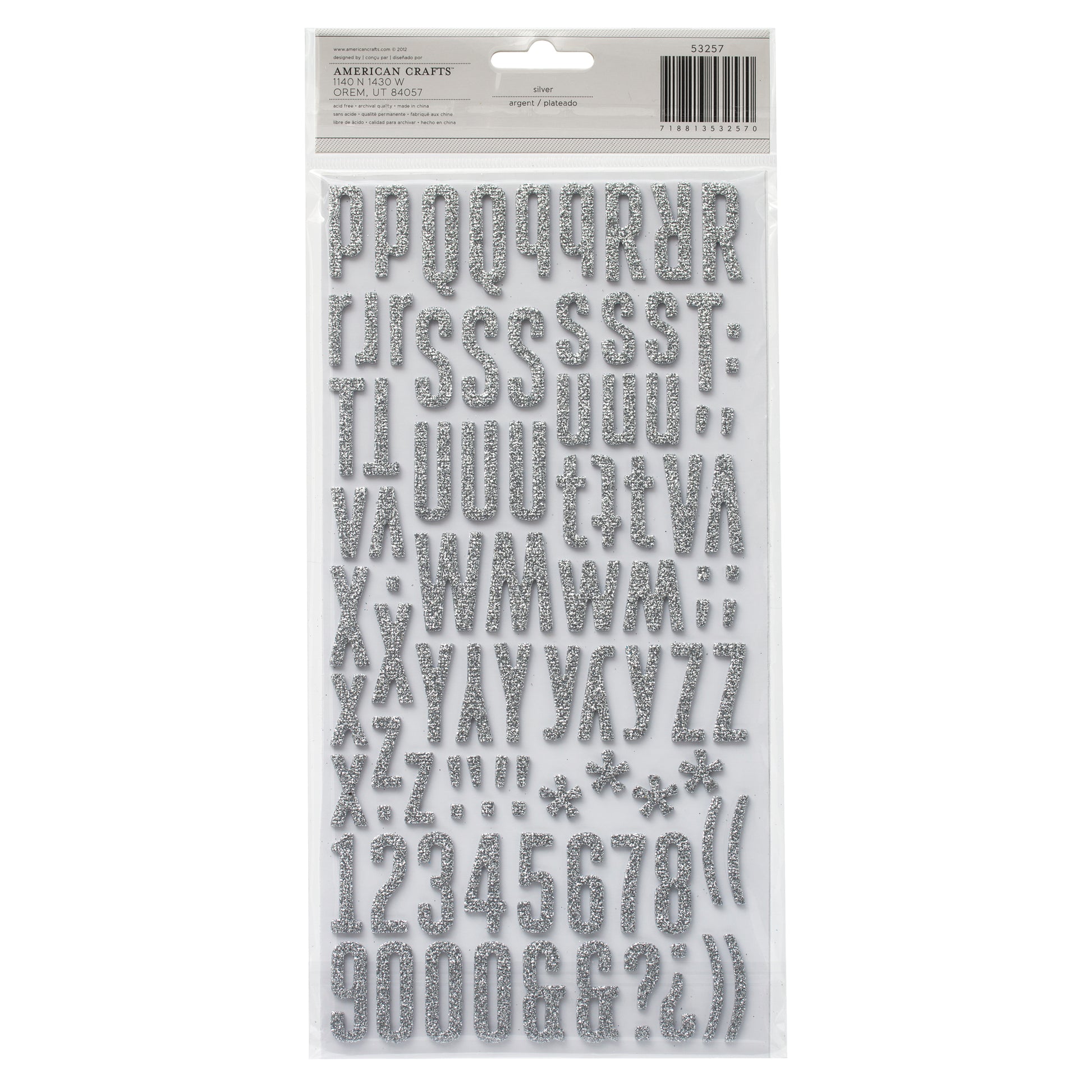 American Crafts Thickers Doll Font Glitter Alphabet Stickers - Available in a Variety of Styles