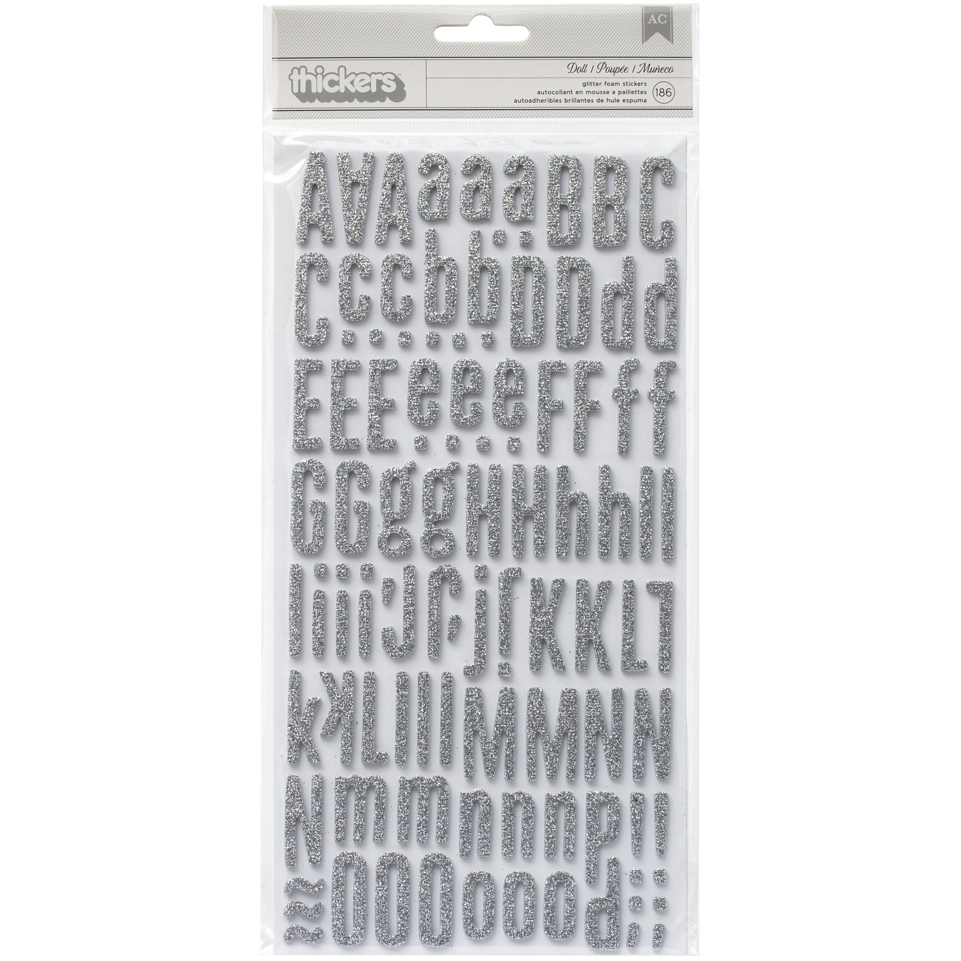 American Crafts Thickers Doll Font Glitter Alphabet Stickers - Available in a Variety of Styles