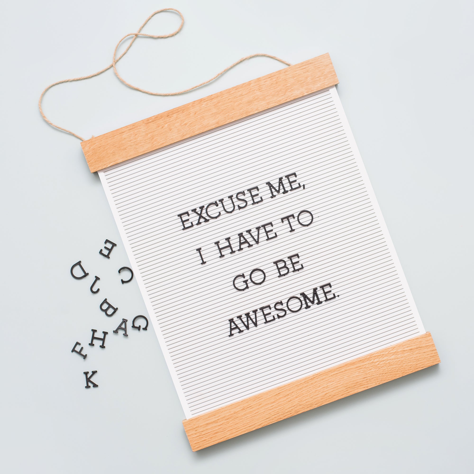 DCWV White Letterboard with Wood Hanger Frame and Black Letters - 16x20"