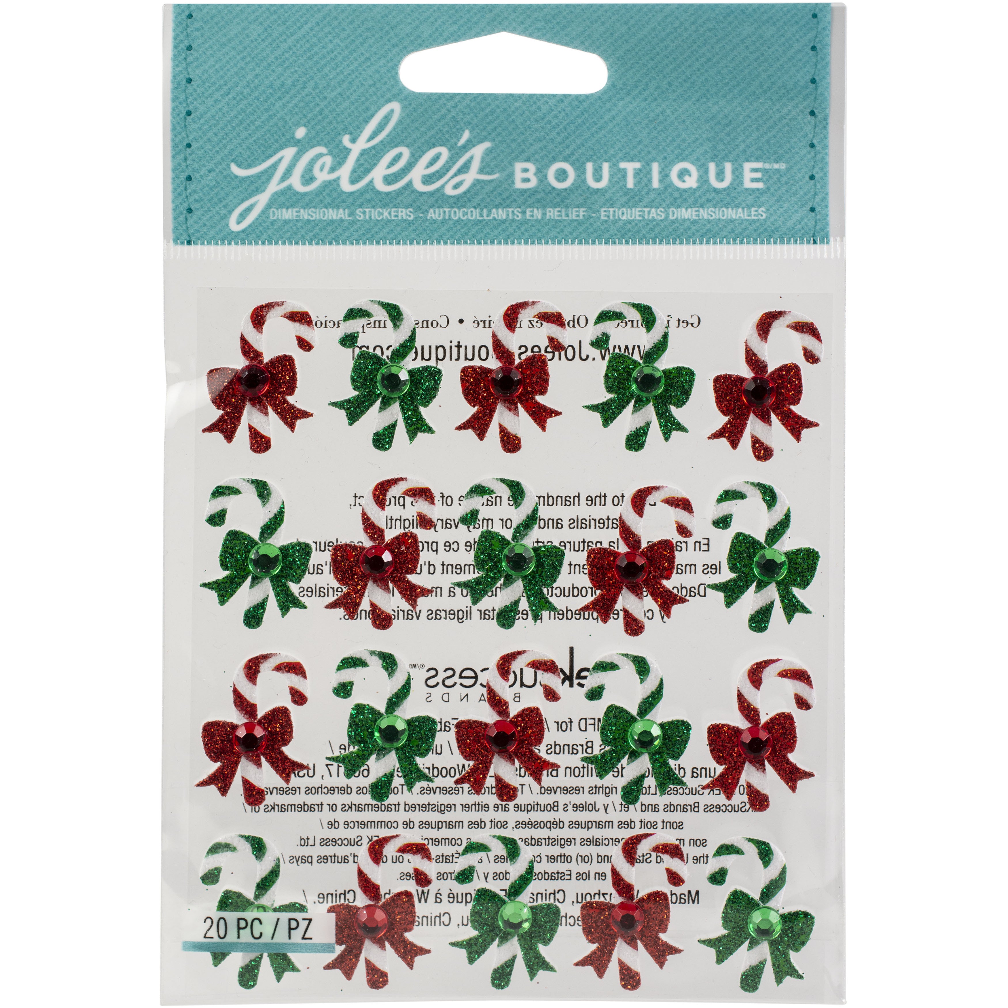 Jolee's Boutique Candy Cane Repeats Embellishments, 20 pcs