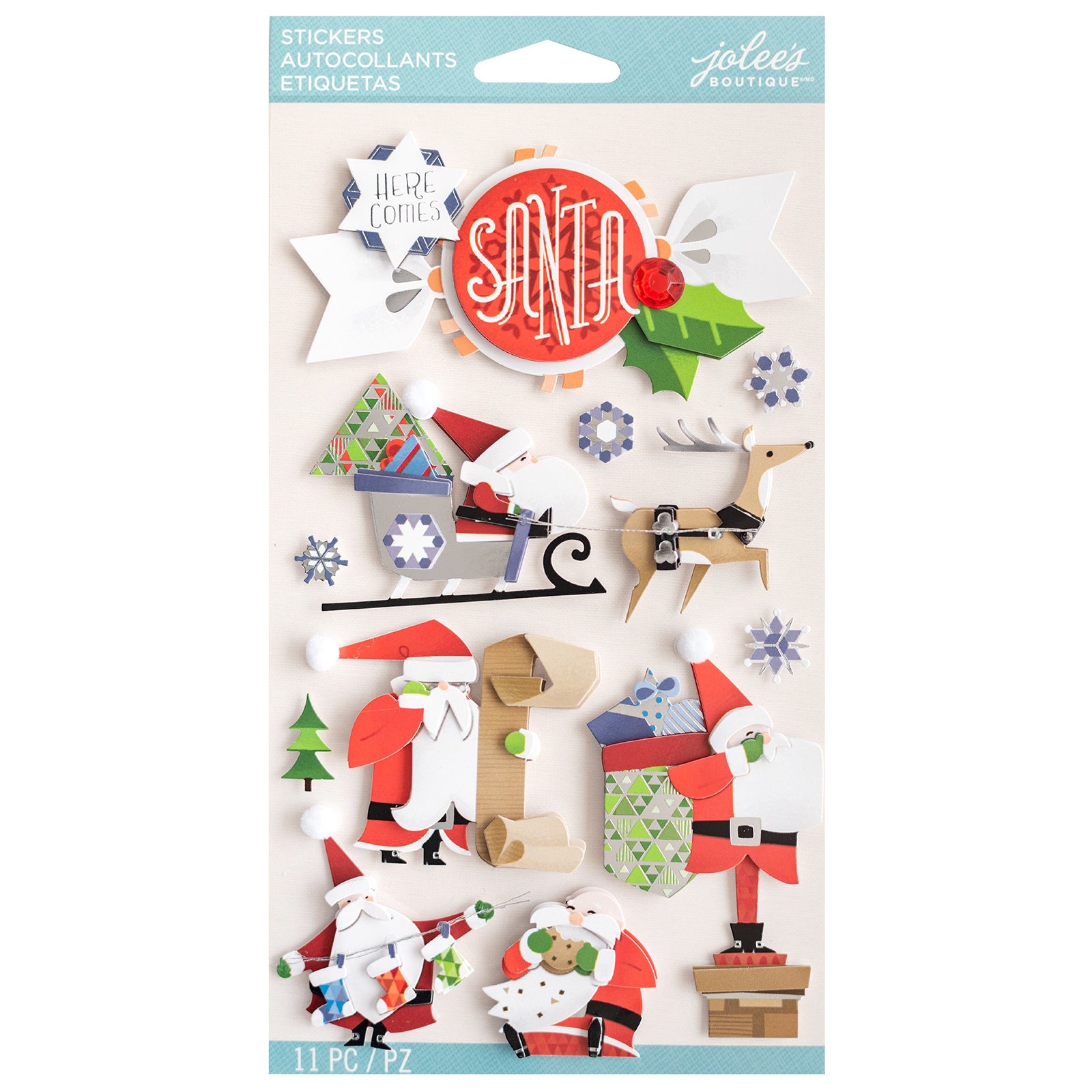Jolee's Boutique Layered Santa Embellishment Stickers, 11pcs