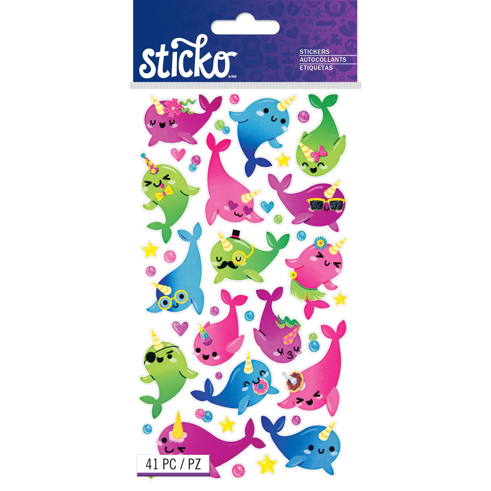 Sticko Stickers - Funny Narwhals, 41pcs