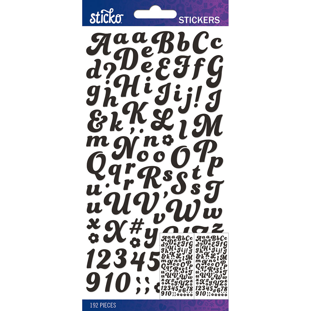 Sticko Alphabet Stickers - Funkydori Small, Black, 192pcs