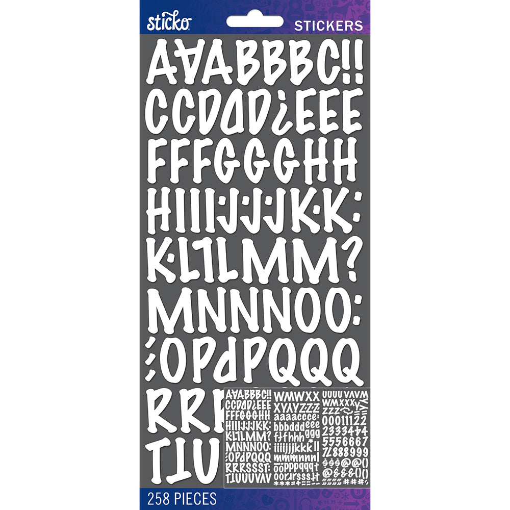 Sticko Alphabet Stickers - Marker Medium, White, 258pcs
