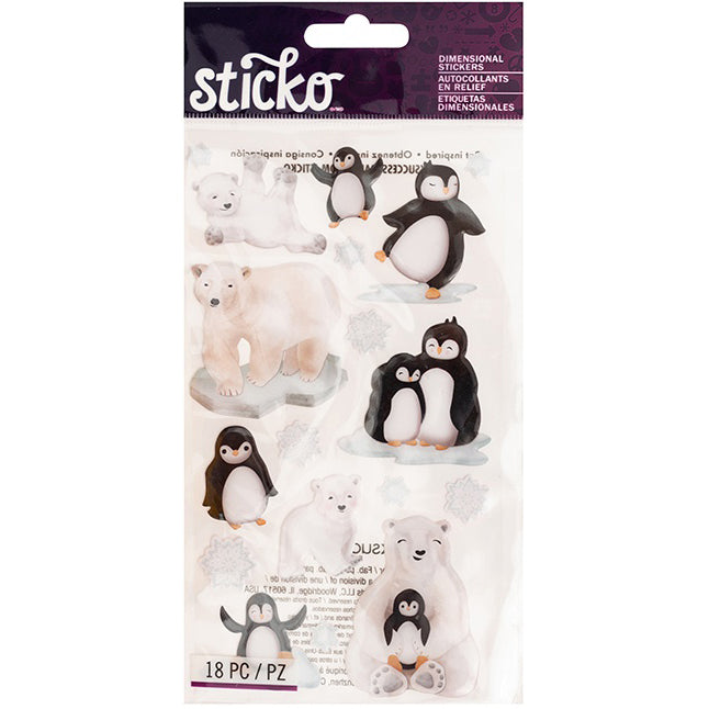 Sticko Stickers - Penguins & Polar Bear Stickers, 18pcs