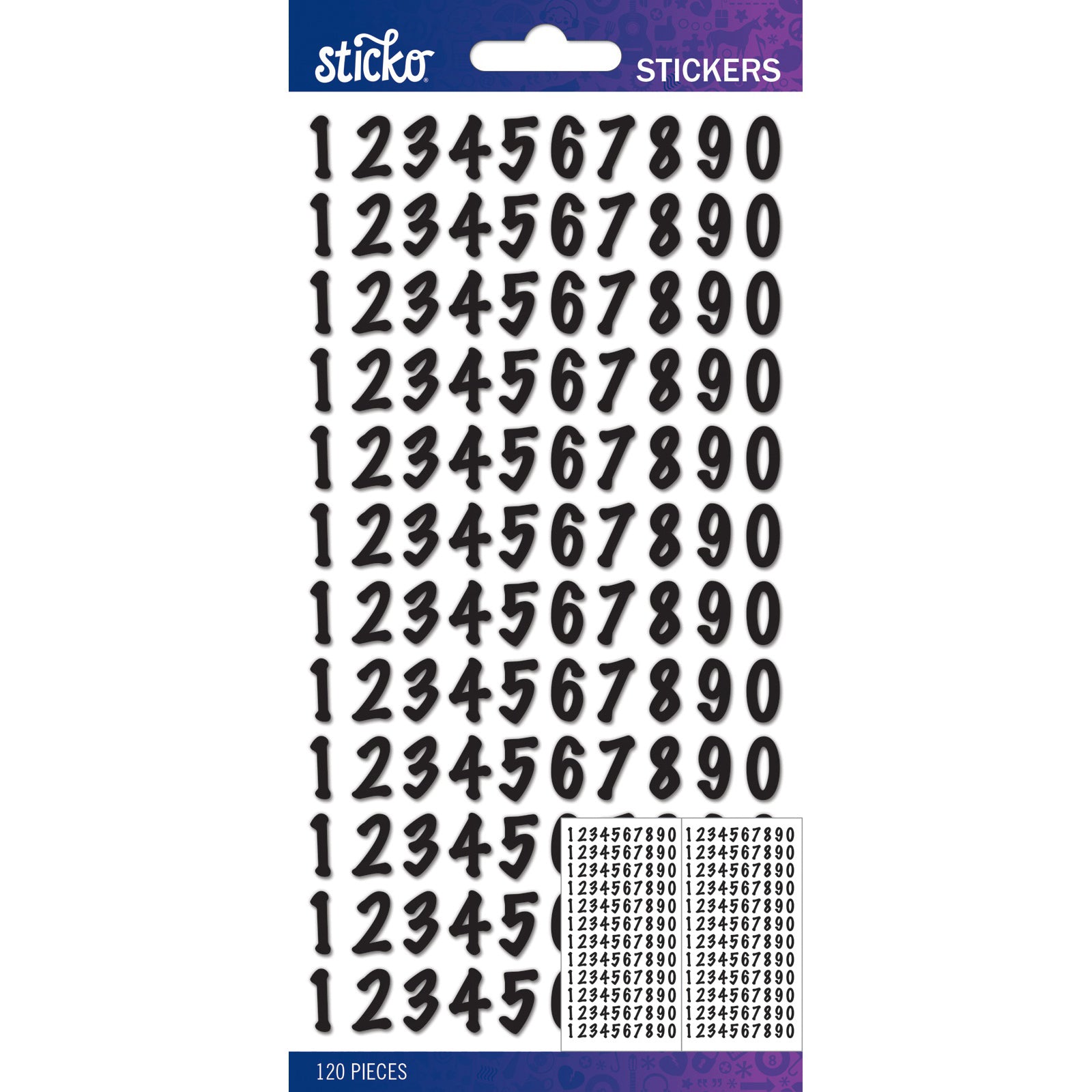 Sticko Alphabet Stickers - Dot Numbers Small, Black, 120pcs