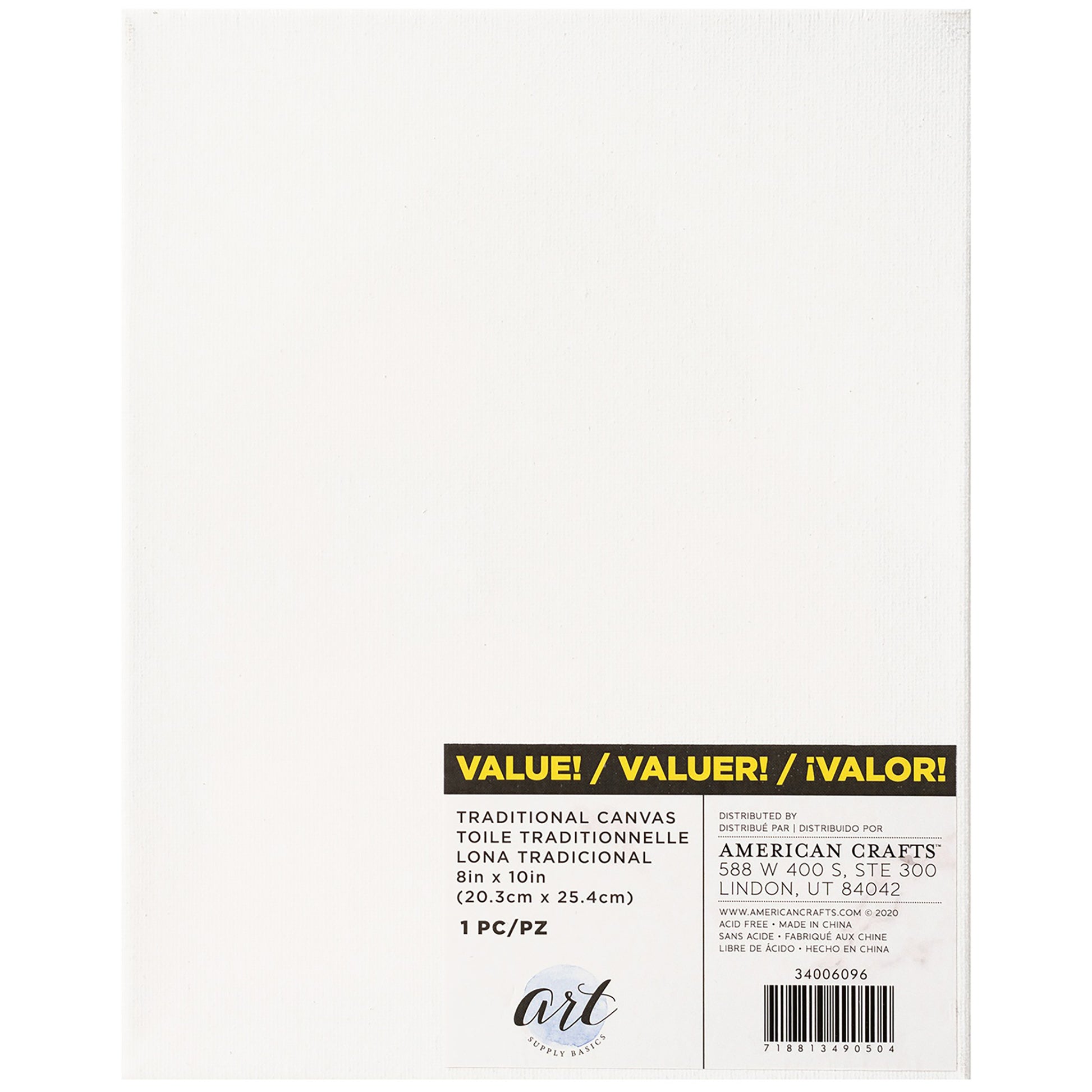 American Crafts Art Supply Basics Traditional Canvas-8"X10"