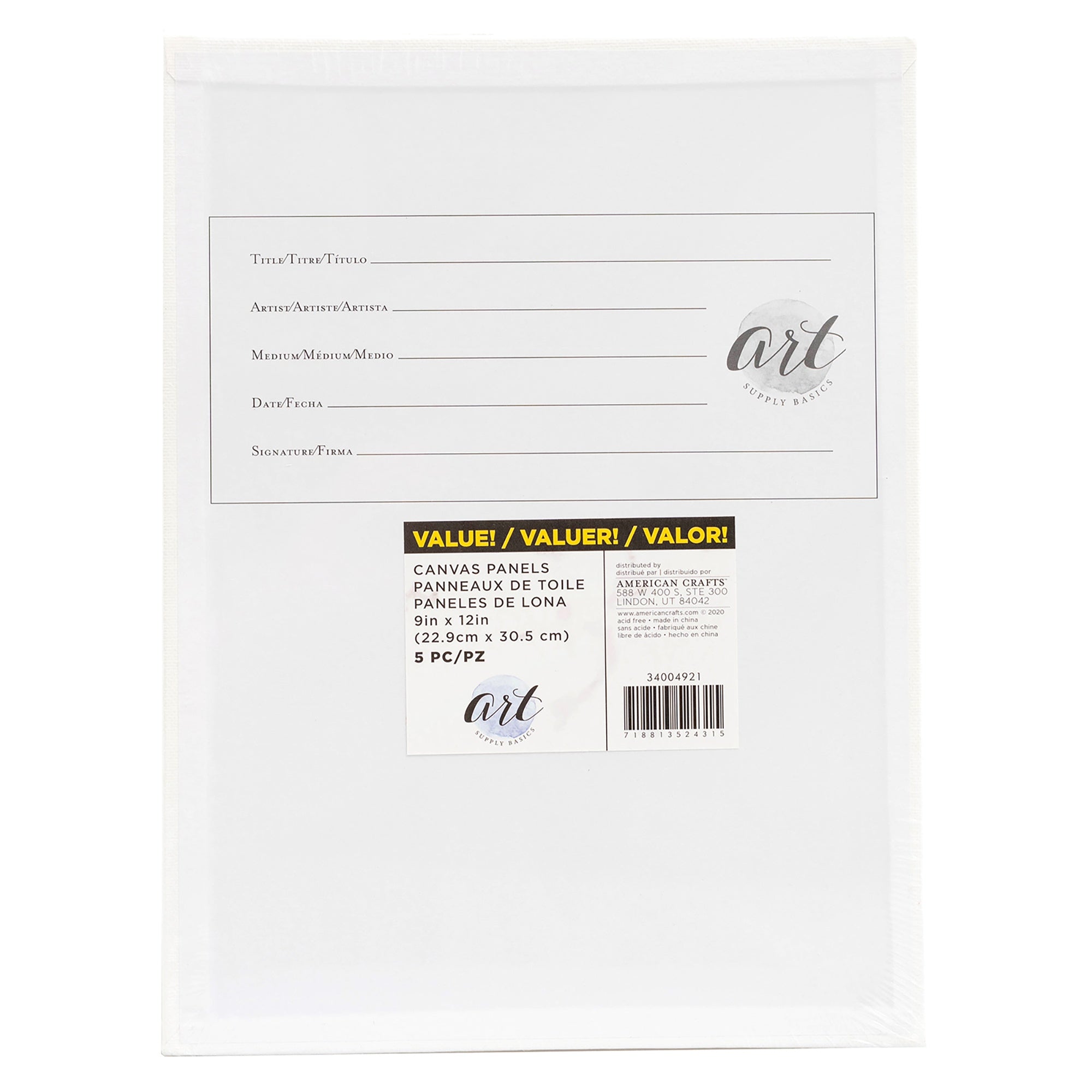 American Crafts Art Supply Basics Panel Canvas Packs - Available in Multiple Sizes