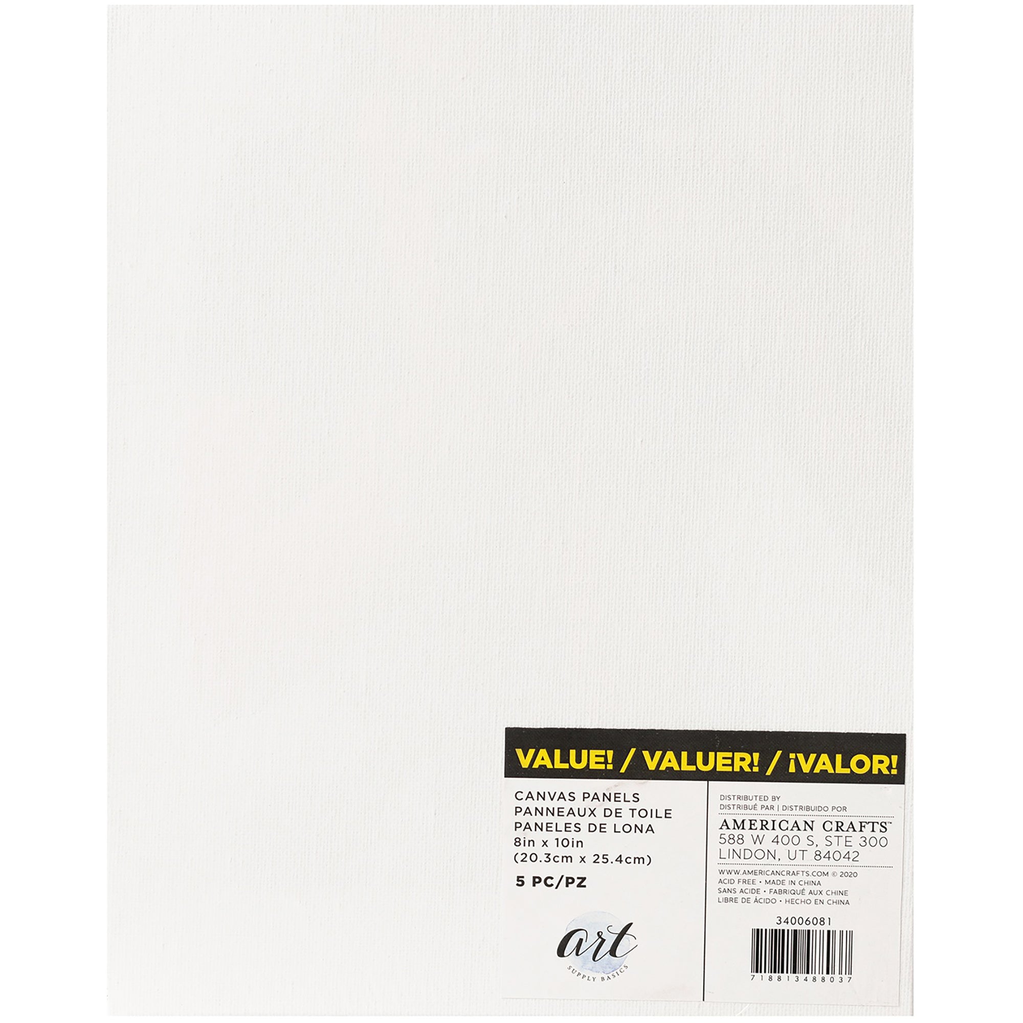 American Crafts Art Supply Basics Panel Canvas Packs - Available in Multiple Sizes