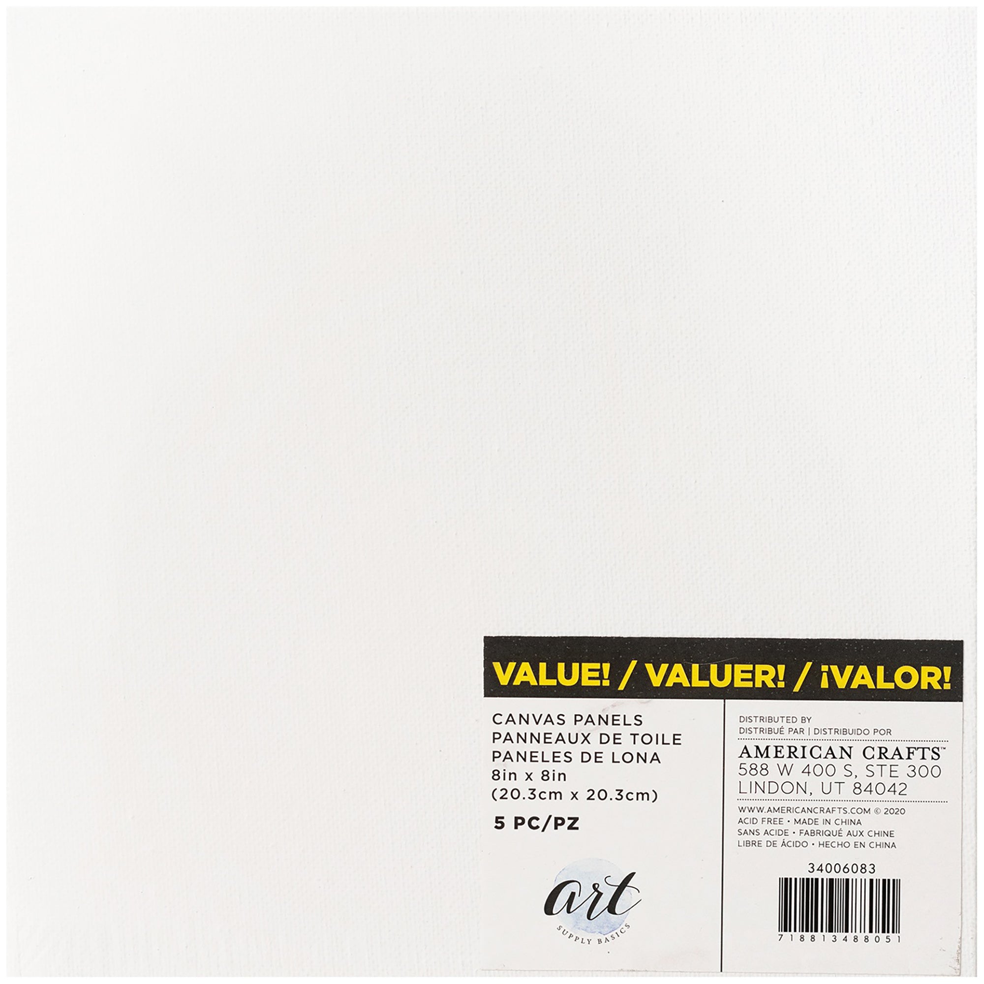 American Crafts Art Supply Basics Panel Canvas Packs - Available in Multiple Sizes