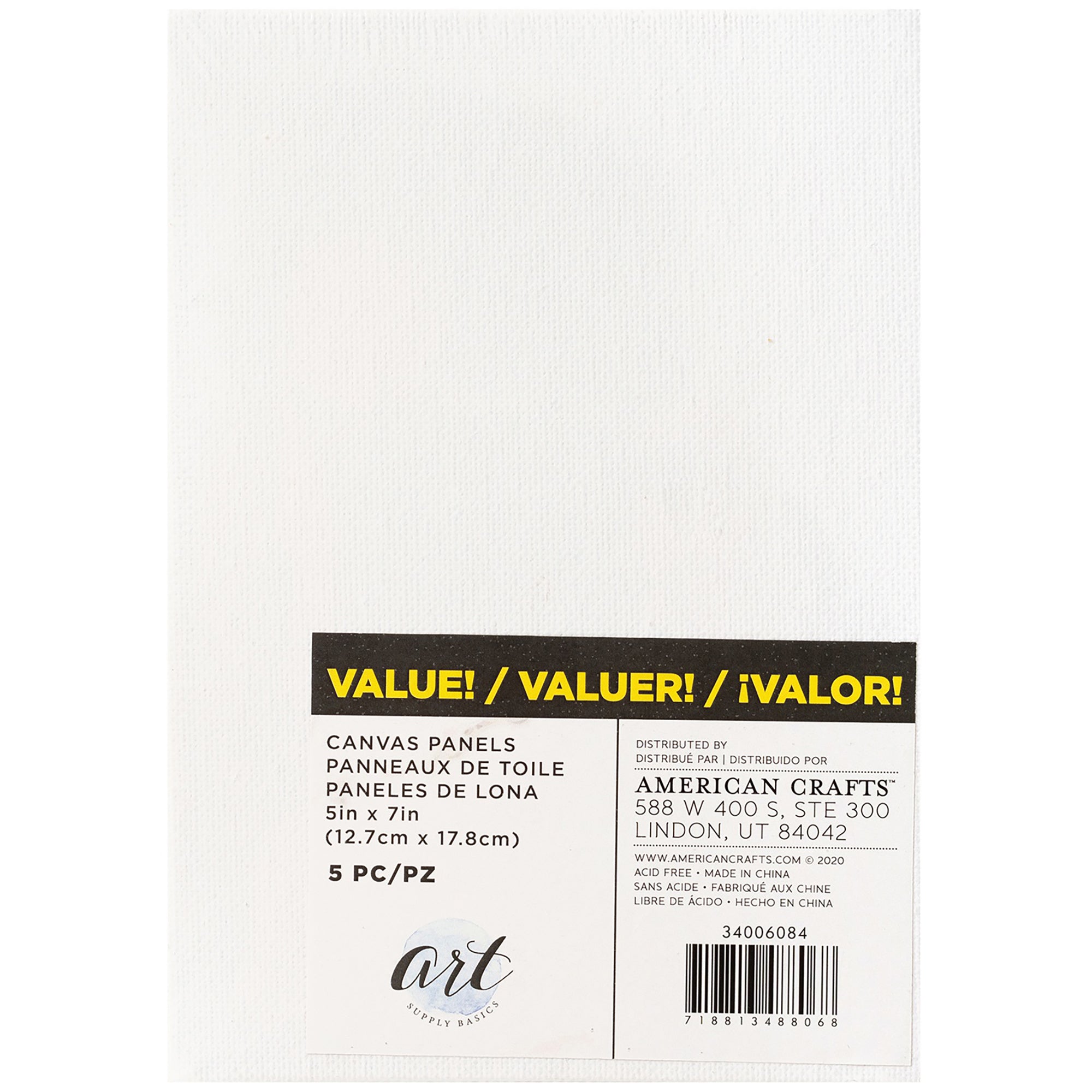 American Crafts Art Supply Basics Panel Canvas Packs - Available in Multiple Sizes