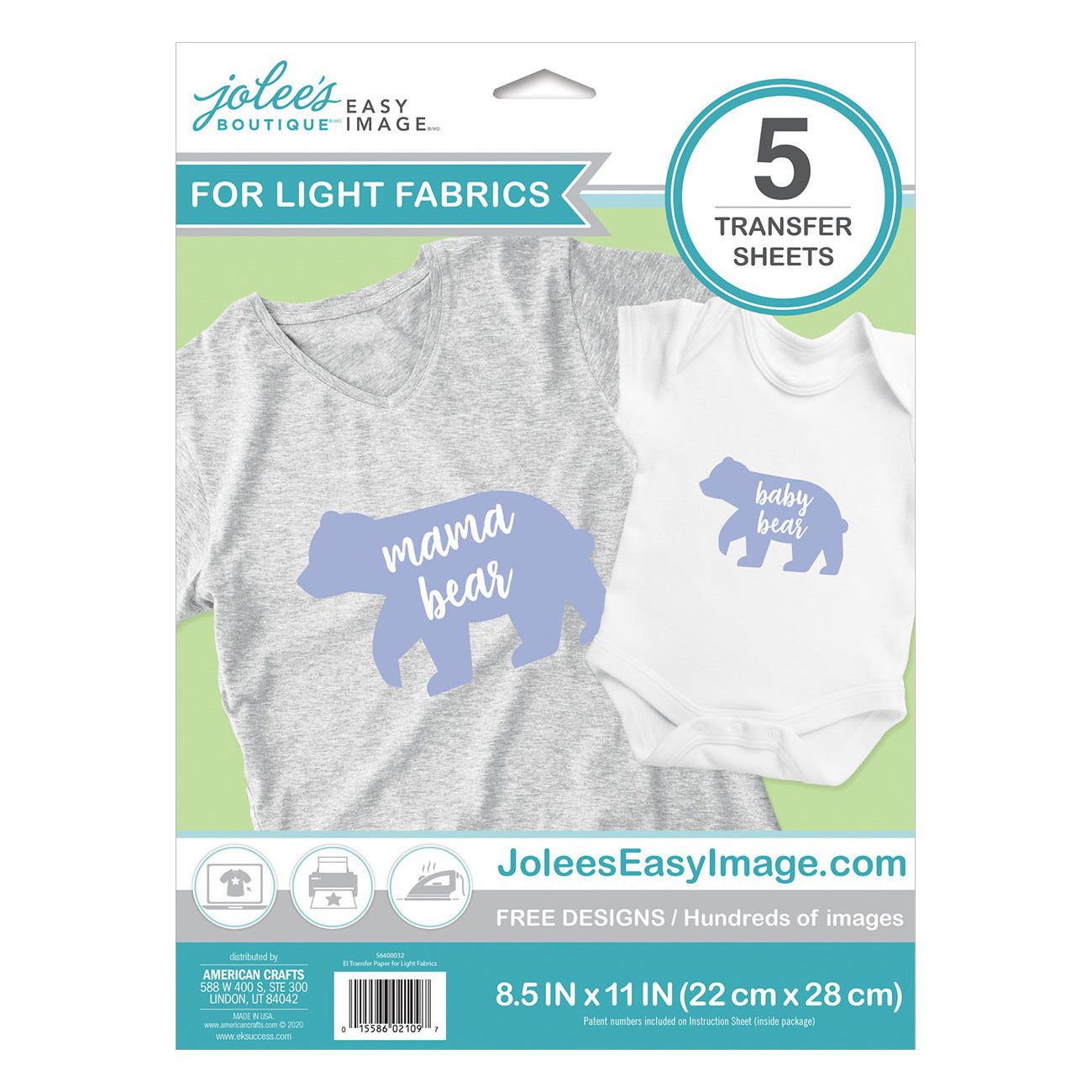 Jolee's Easy Image Printable Transfer Sheets for Light Fabrics