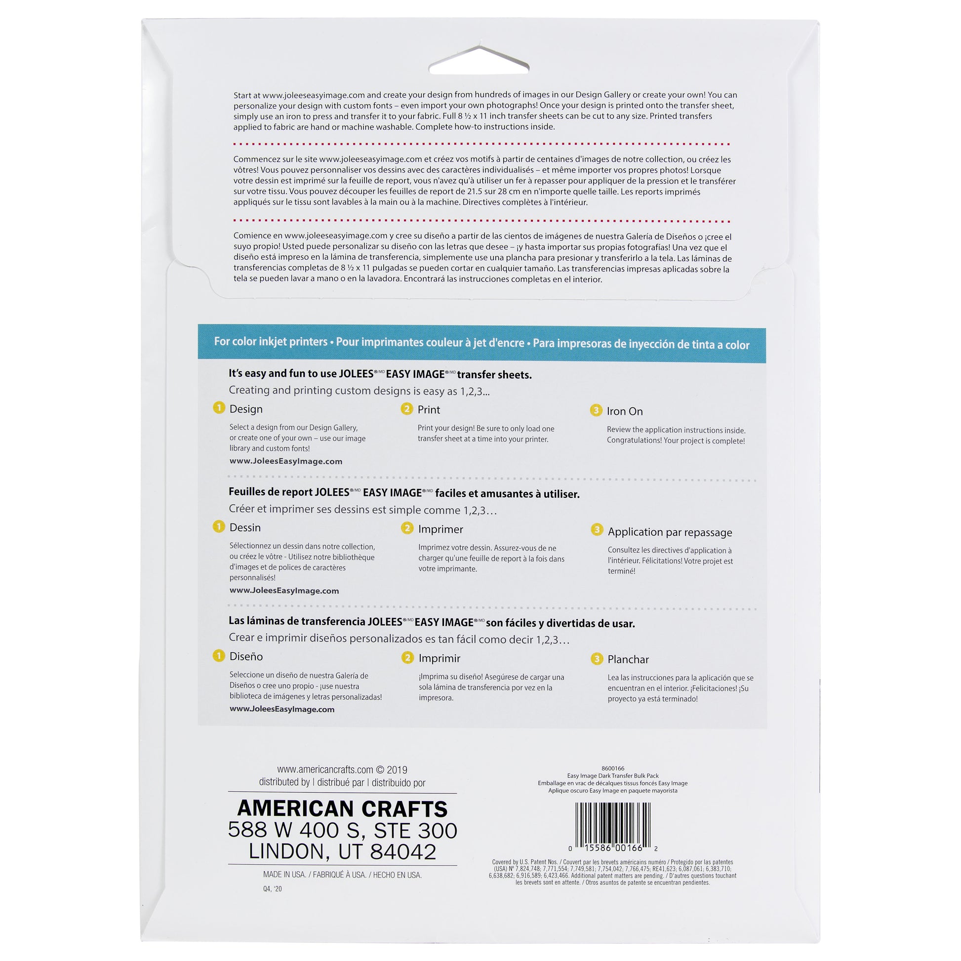 Jolee's Easy Image Printable Transfer Sheets for Dark Fabrics