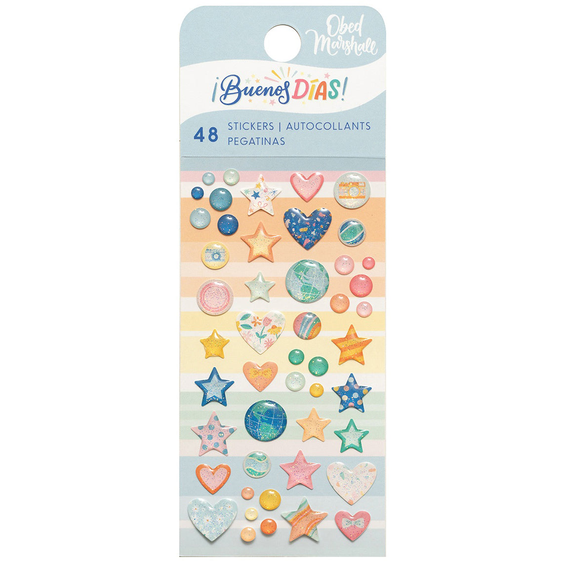 Obed Marshall Buenos Dias Enamel Stickers, 48 pcs