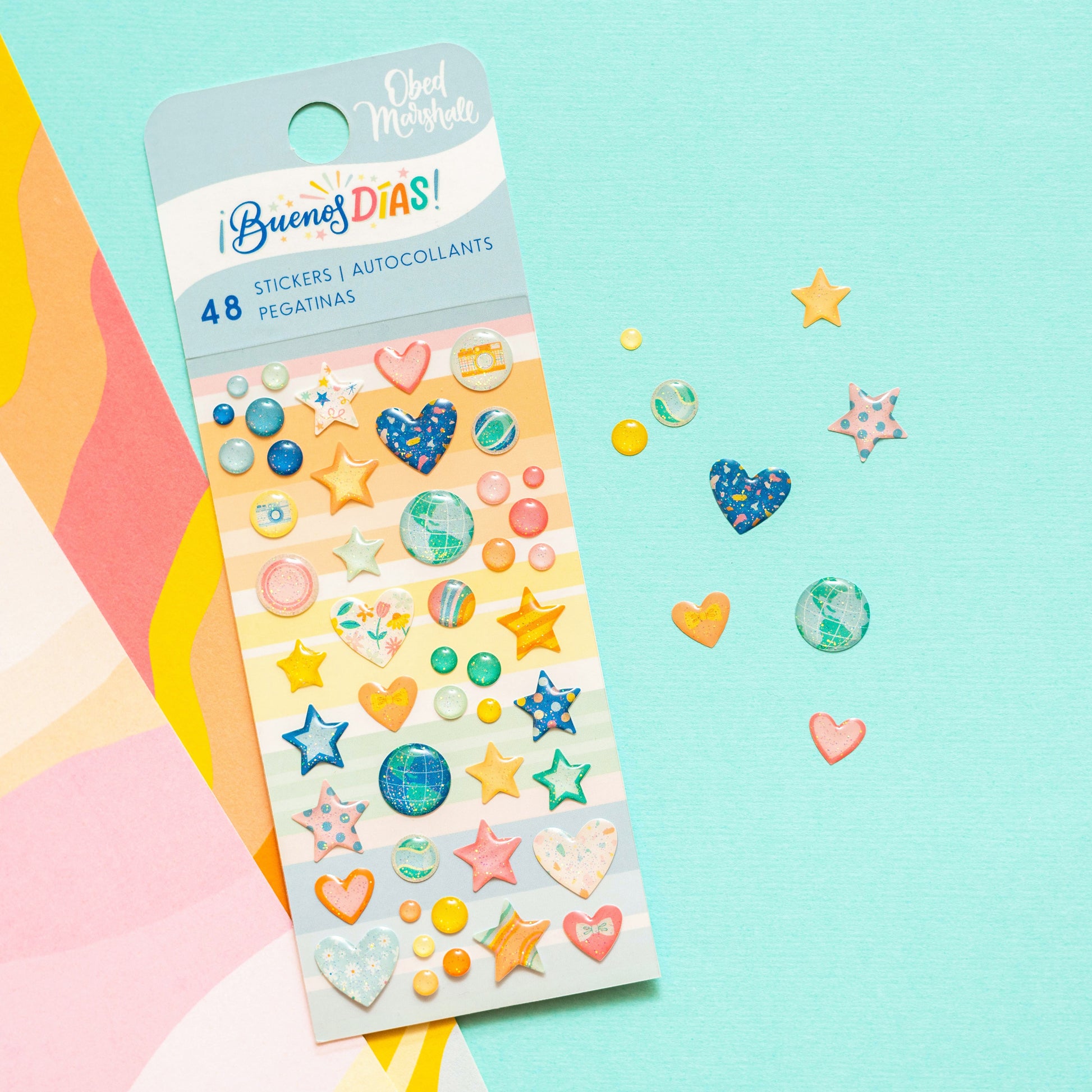 Obed Marshall Buenos Dias Enamel Stickers, 48 pcs