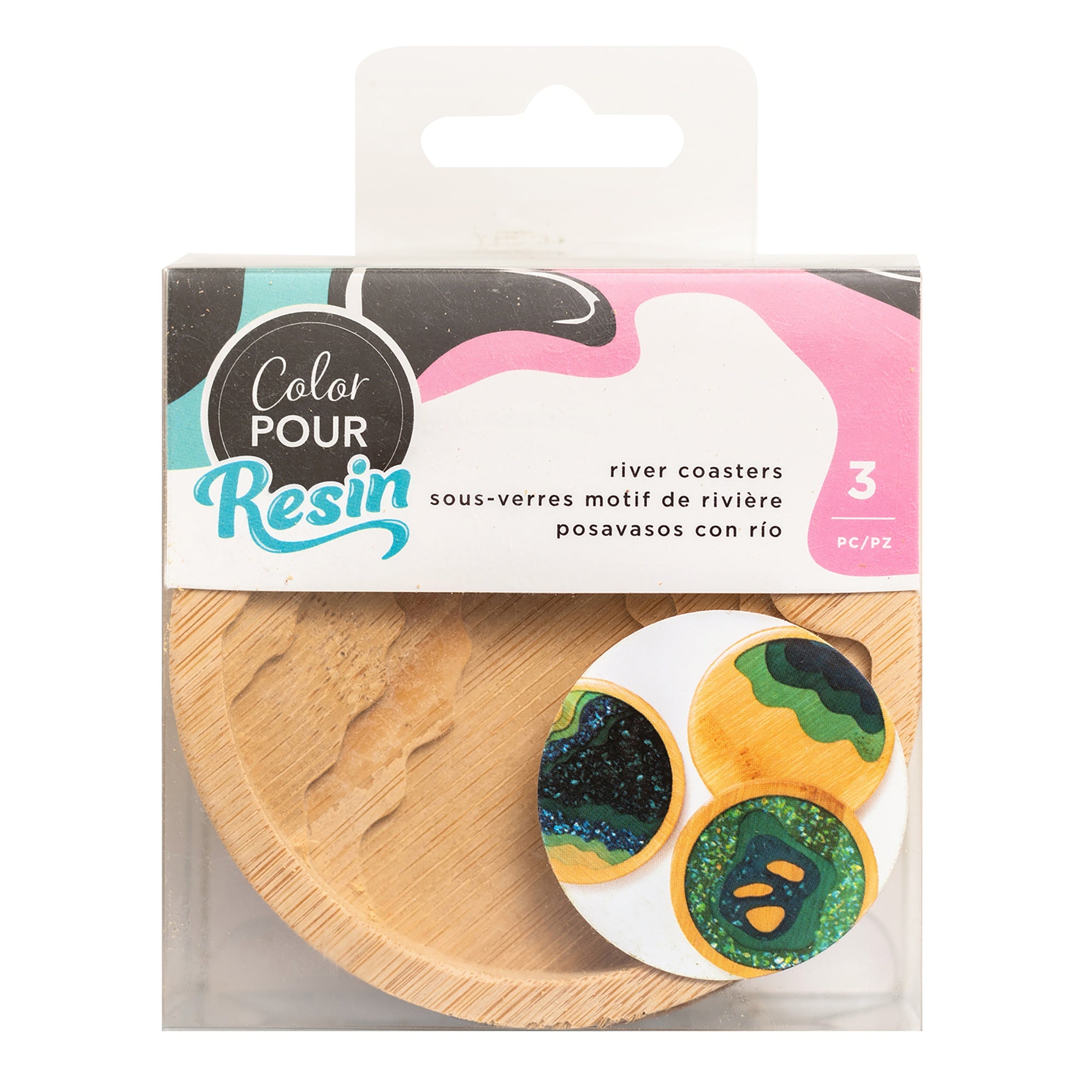 American Crafts Color Pour Resin Coasters 3 Pack - Layered River