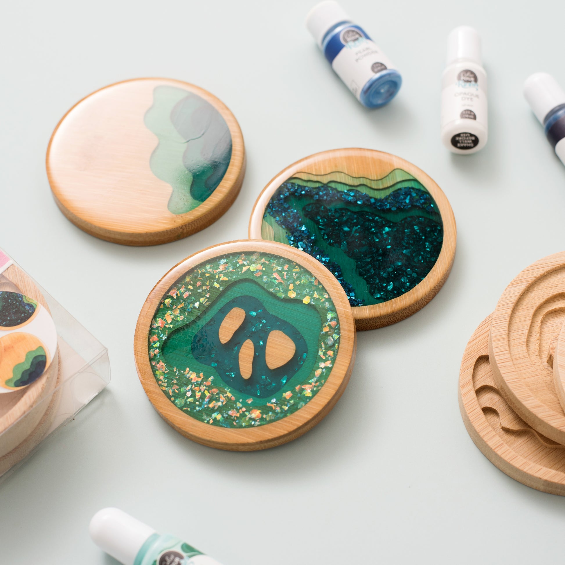 American Crafts Color Pour Resin Coasters 3 Pack - Layered River