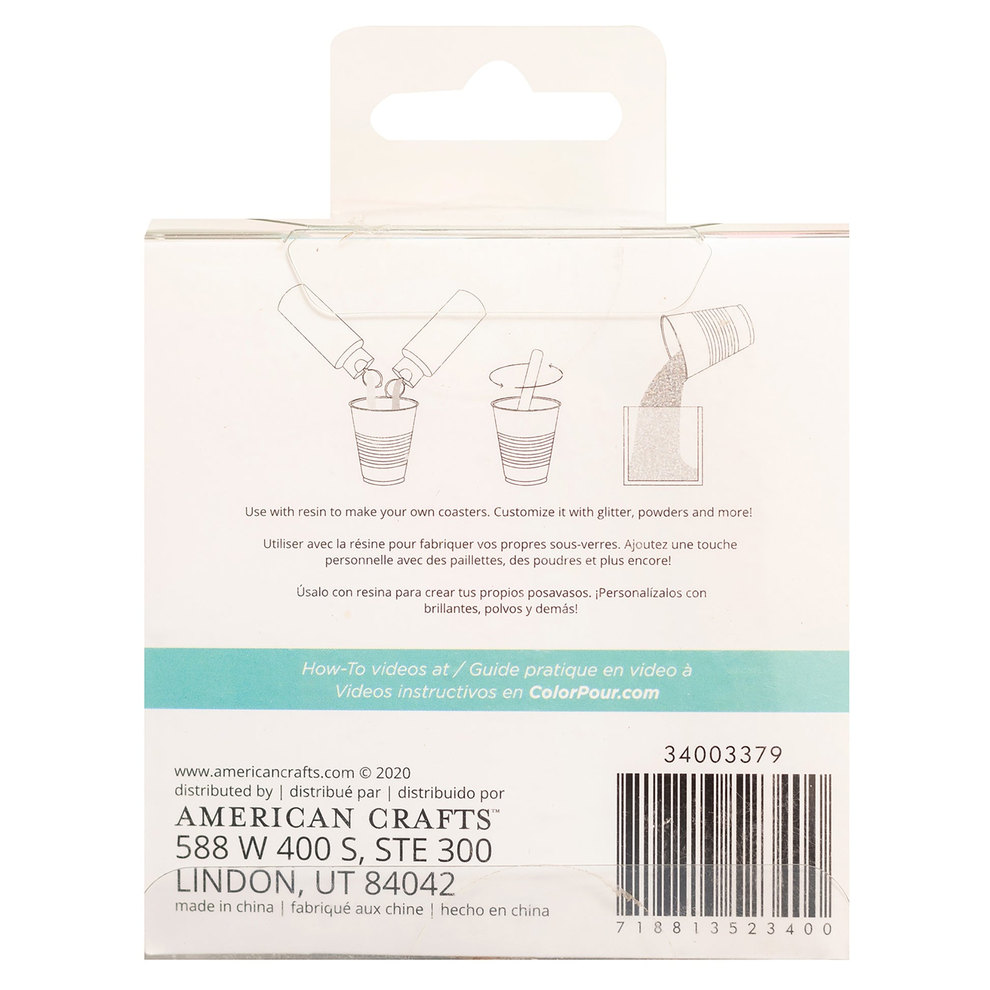 American Crafts Color Pour Resin Coasters 3/Pkg-Tray
