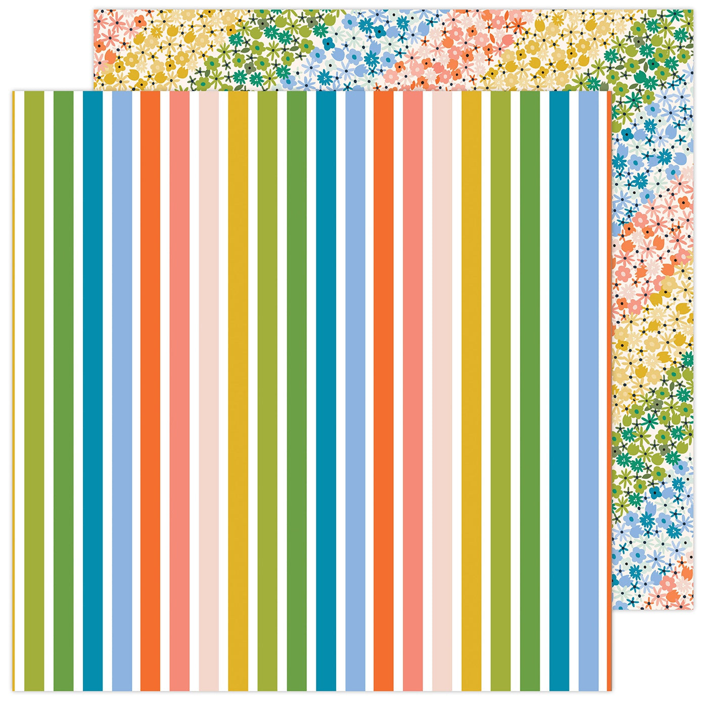 American Crafts Patterned Single-Sided Cardstock 12X12-Rainbow Verticle  Stripe - 633356244301