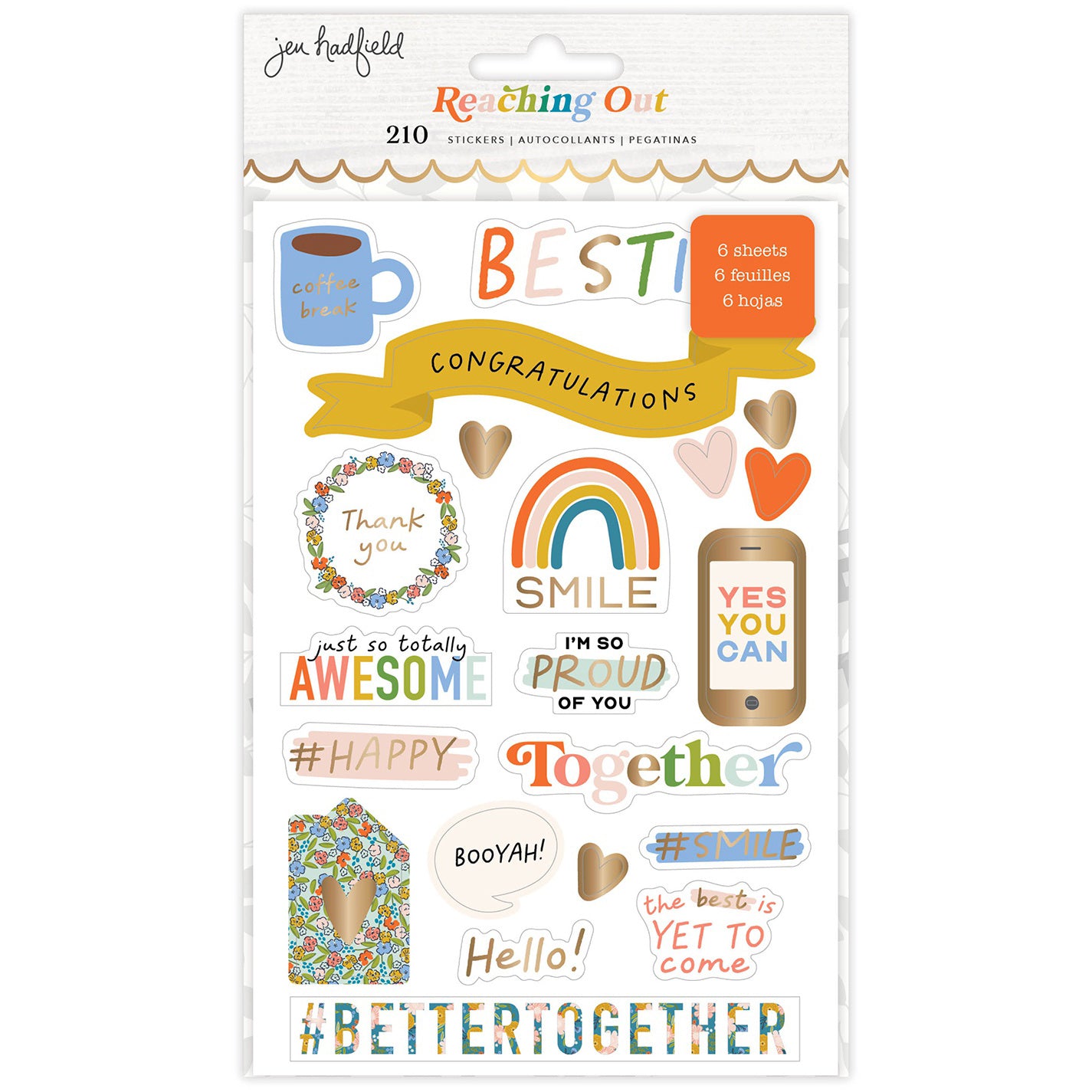 Jen Hadfield Reaching Out Sticker Book with Gold Foil Accents