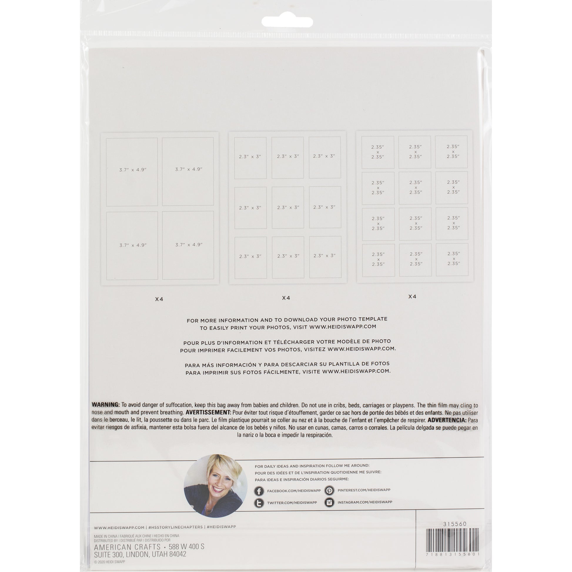Heidi Swapp Storyline Printable Photo Sticker Sheets - 12 pack