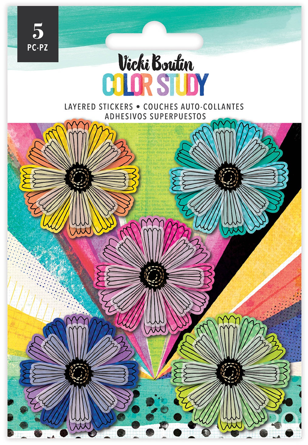 Vicki Boutin Color Study Layered Stickers 5/Pkg-Flowers