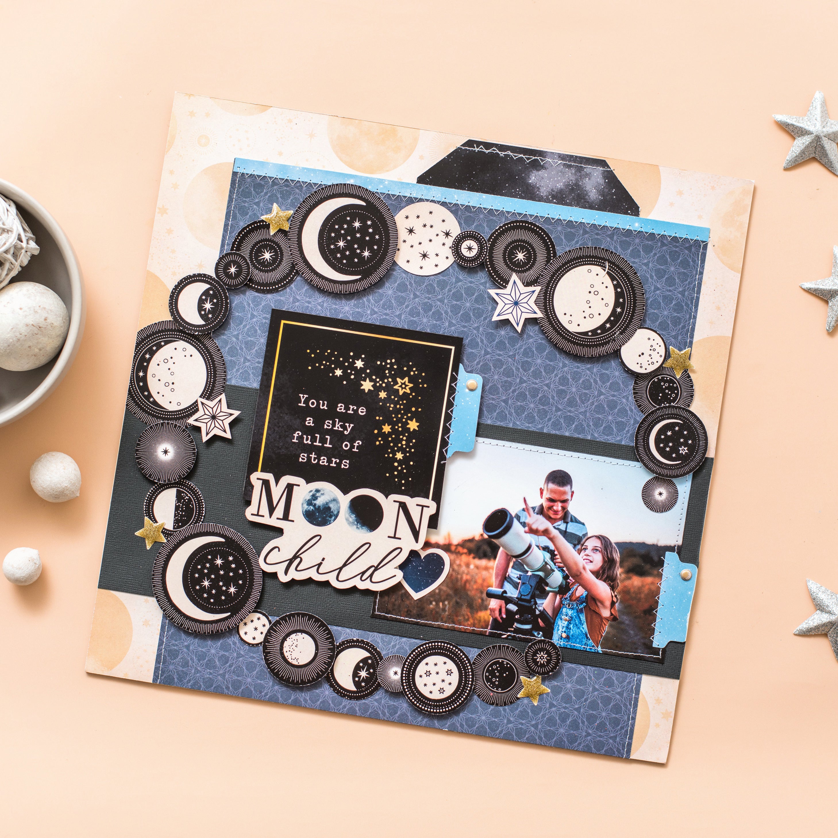 DCWV Double-Sided 12x12" Cardstock Stack - Luna, with Gold Foil