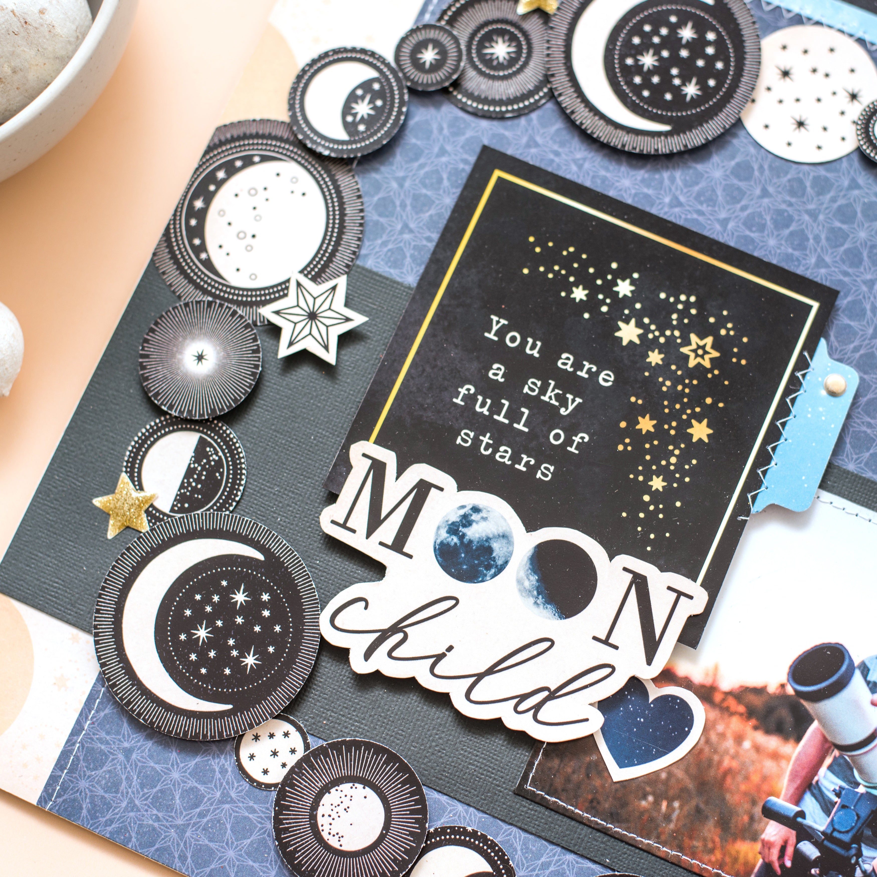 DCWV Double-Sided 12x12" Cardstock Stack - Luna, with Gold Foil