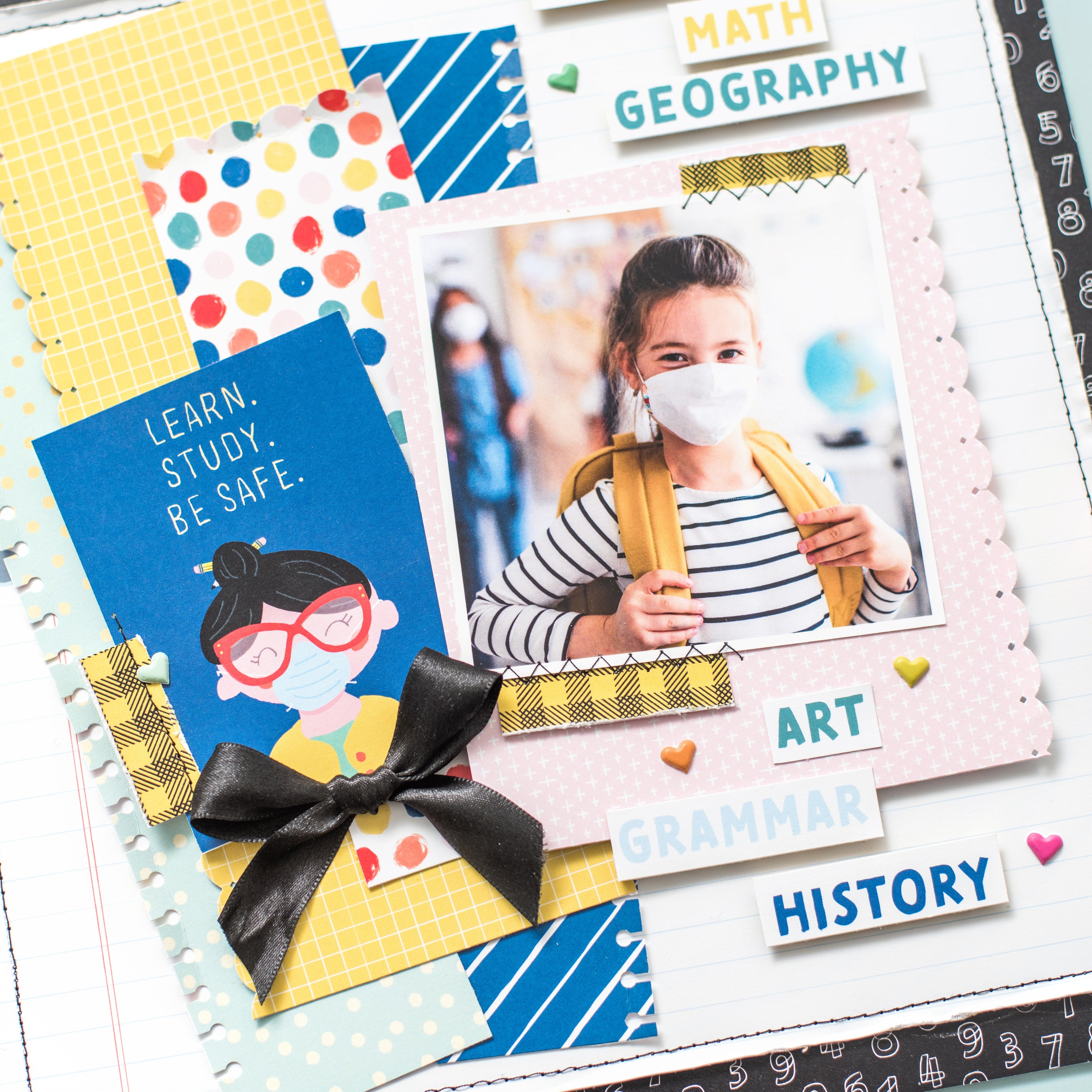 DCWV Double-Sided 12x12" Cardstock Stack - School Time, with Gold Foil