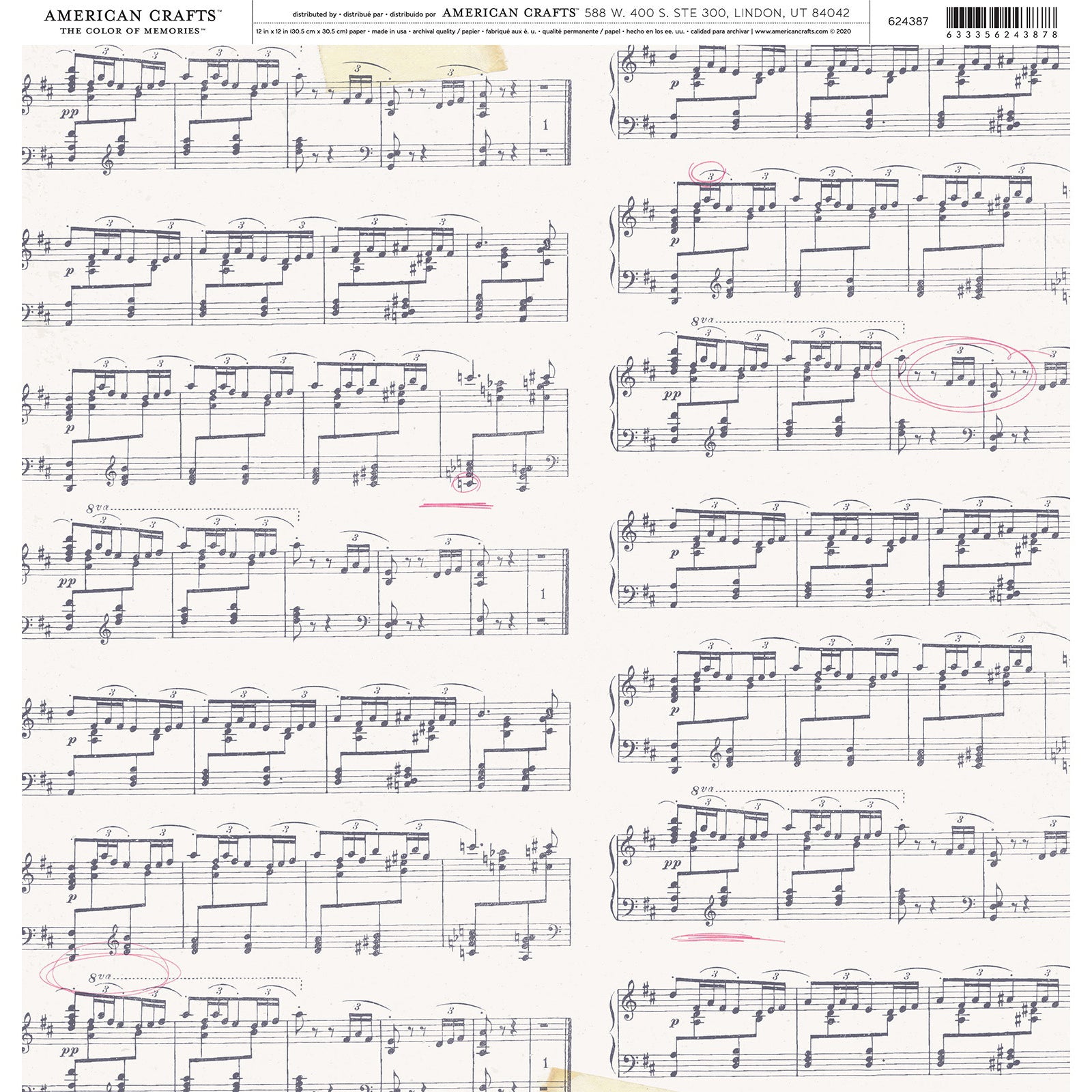 American Crafts Single-Sided 12x12" Patterned Cardstock - 25 sheets, Available in Multiple Designs